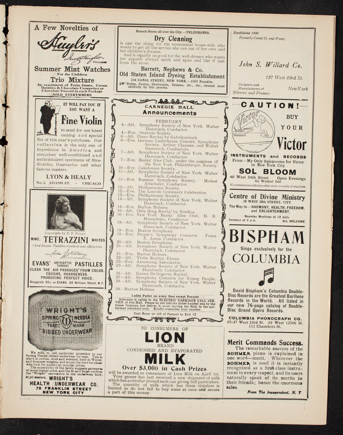 New York Symphony Orchestra: Mendelssohn Centennial Festival, February 2, 1909, program page 3