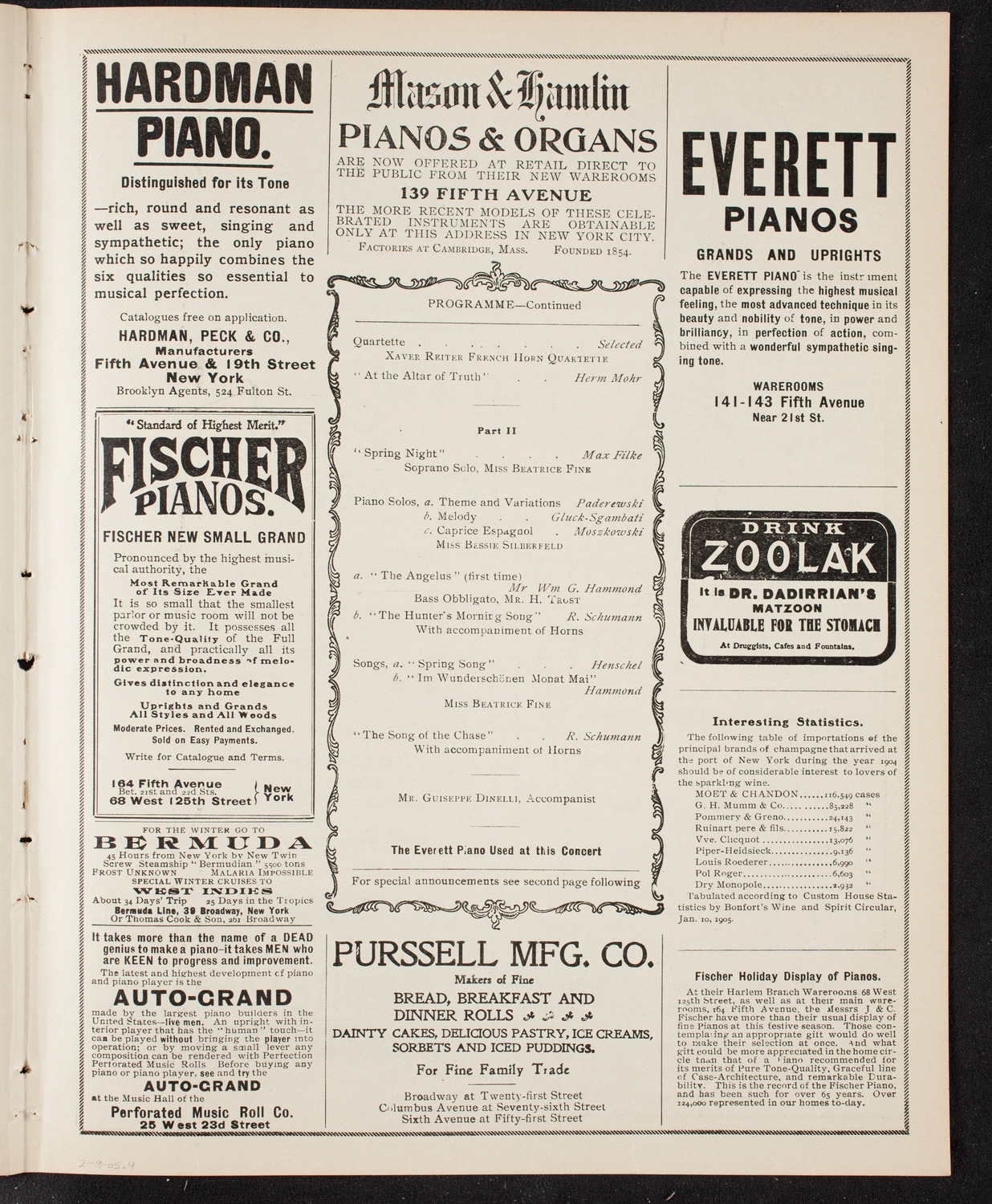 New York Banks' Glee Club, February 9, 1905, program page 7