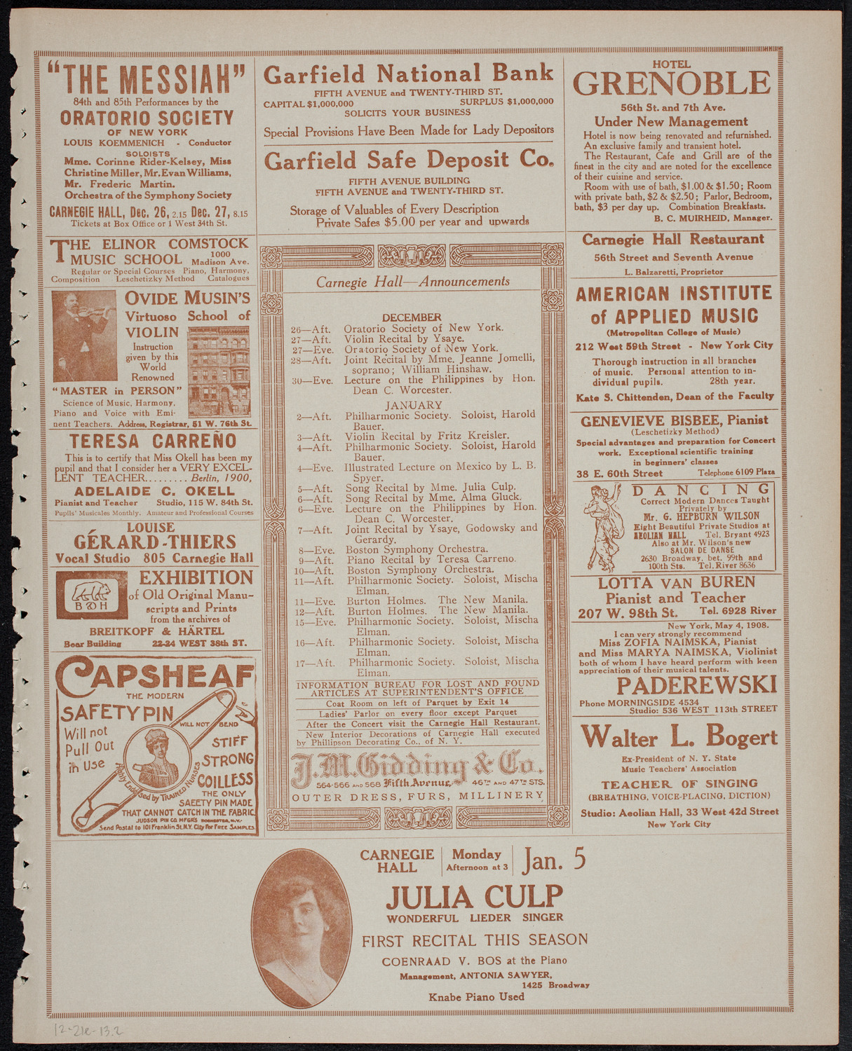 People's Choral Union, December 21, 1913, program page 3