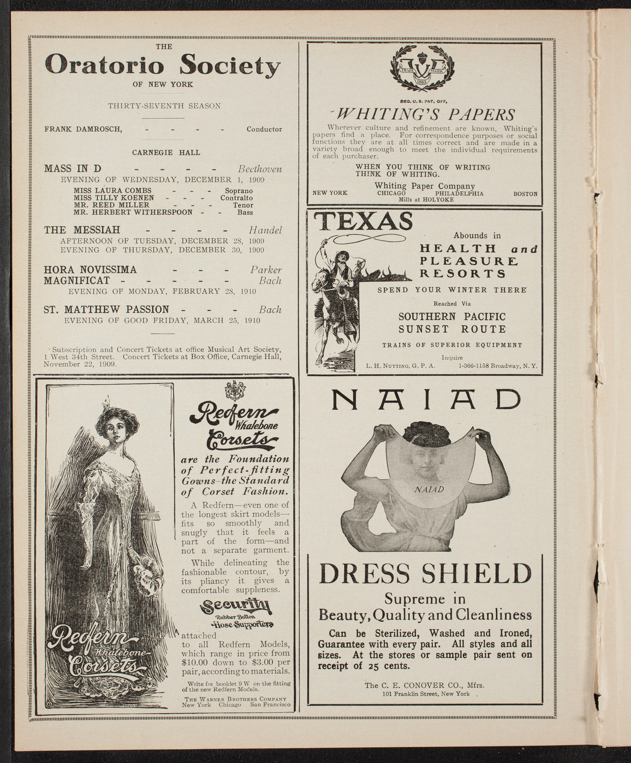New York Philharmonic, November 26, 1909, program page 2
