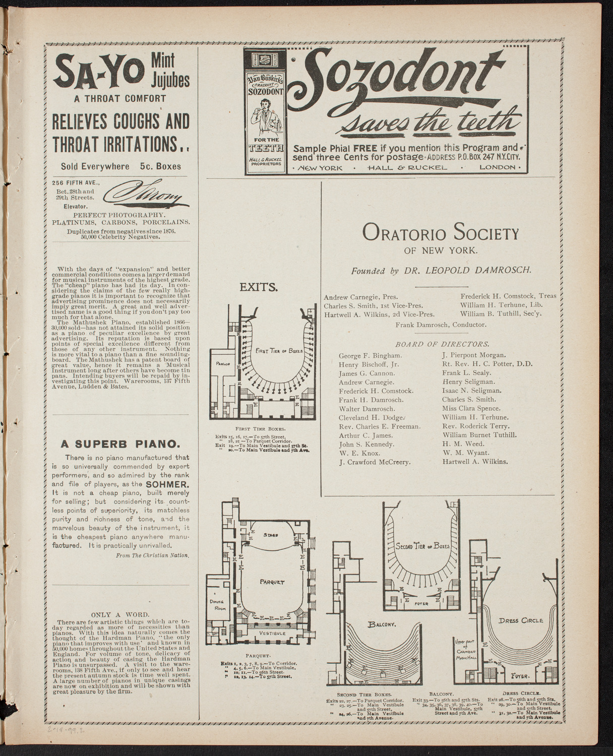 Paur Symphony Orchestra, February 18, 1899, program page 3