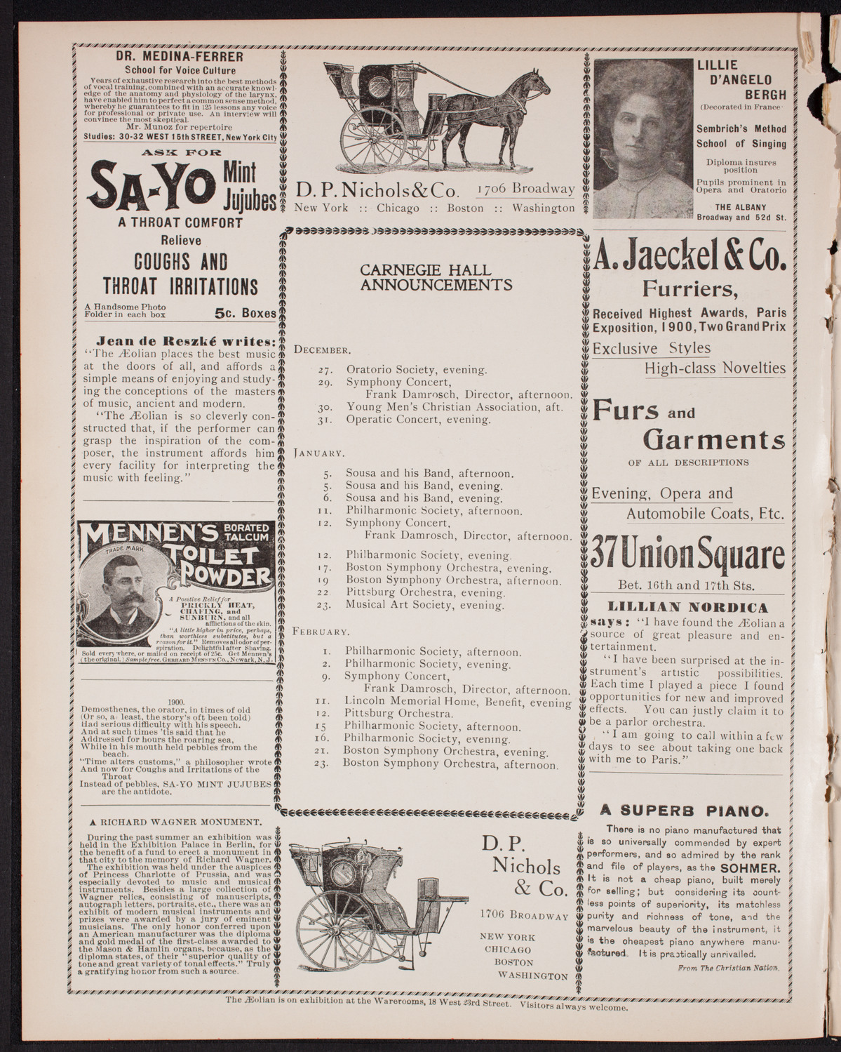 Oratorio Society of New York, December 26, 1900, program page 2