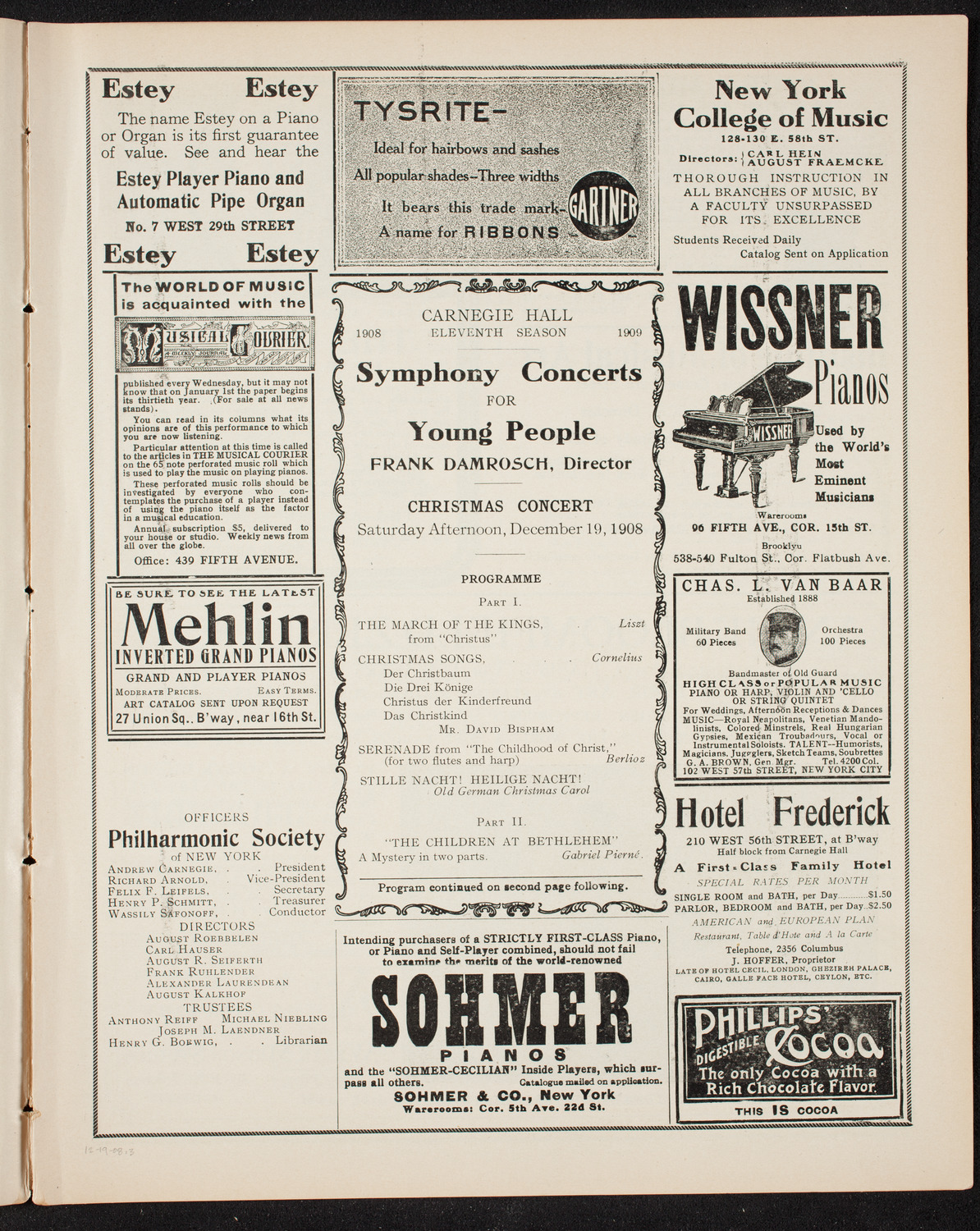 Symphony Concert for Young People, December 19, 1908, program page 5