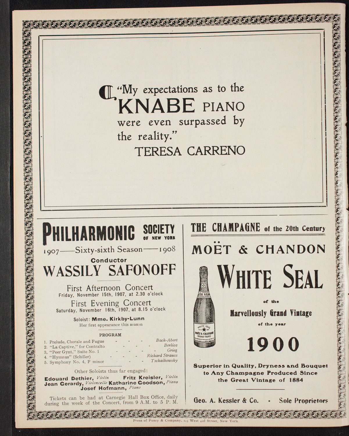 Marcella Sembrich, Soprano, November 12, 1907, program page 14