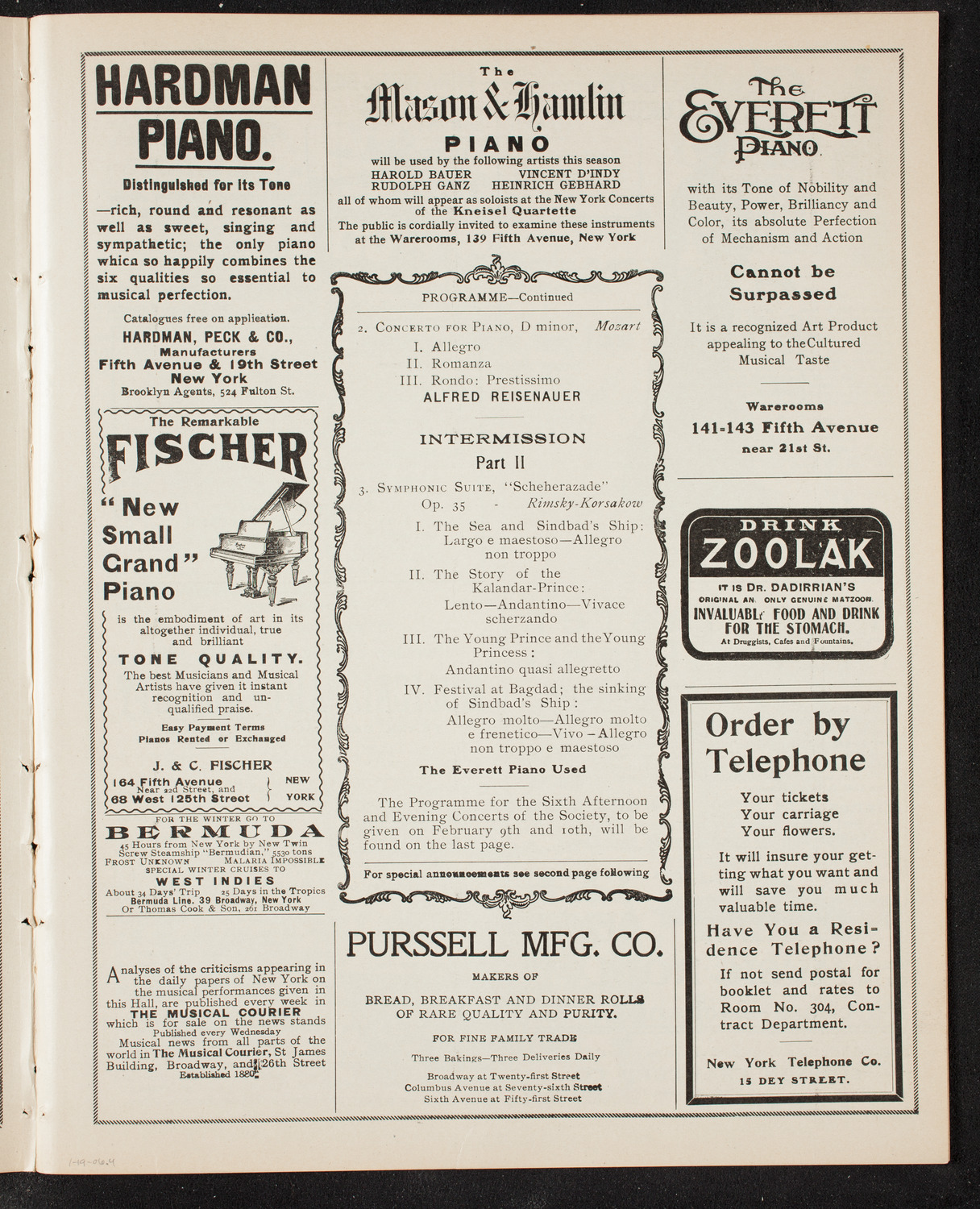 New York Philharmonic, January 19, 1906, program page 7