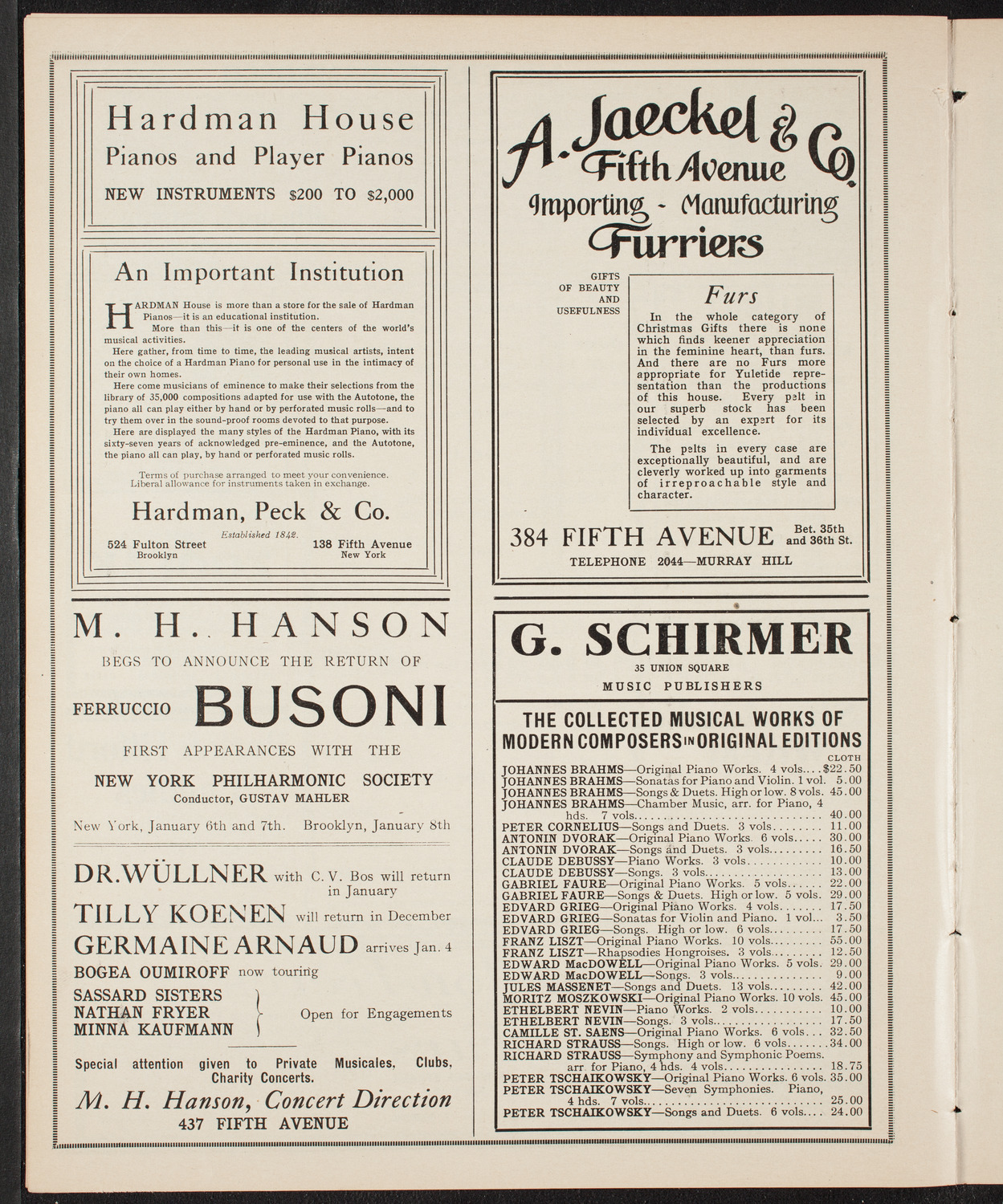 Musical Art Society of New York, December 23, 1909, program page 8