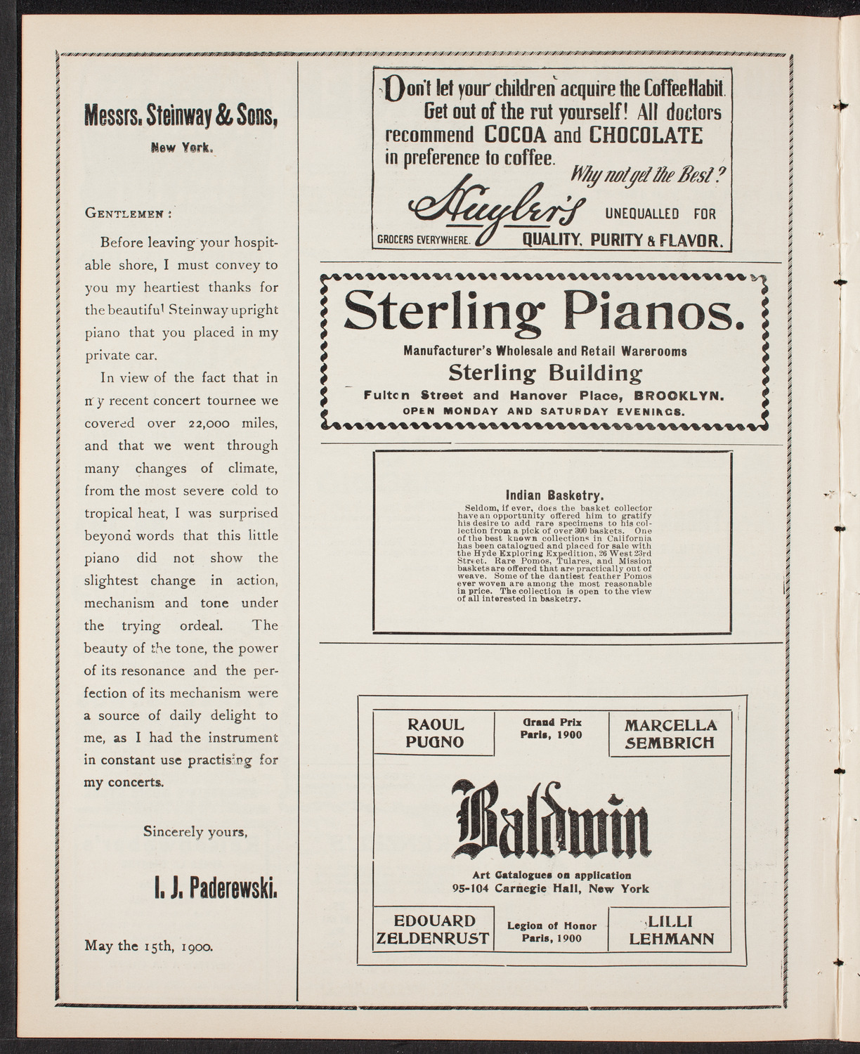 Benefit: St. Andrew's One-Cent Coffee and Meal Stands, April 18, 1903, program page 4