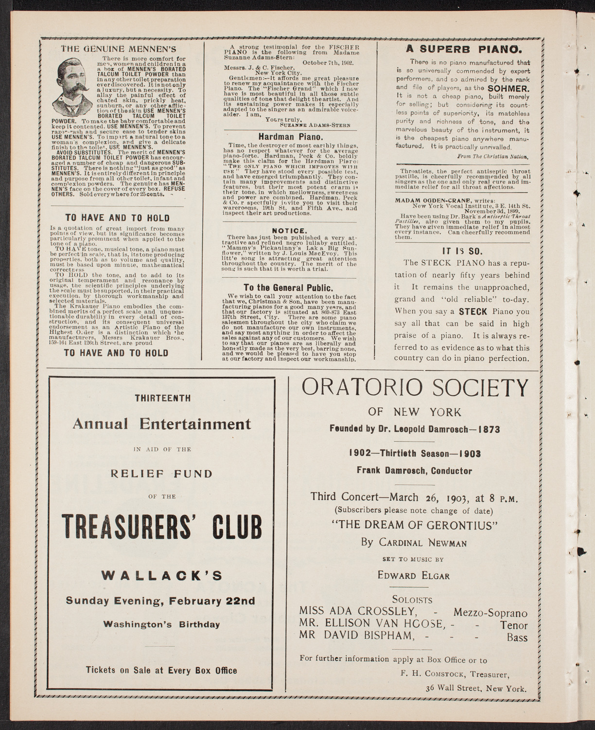 New York Philharmonic, February 13, 1903, program page 10