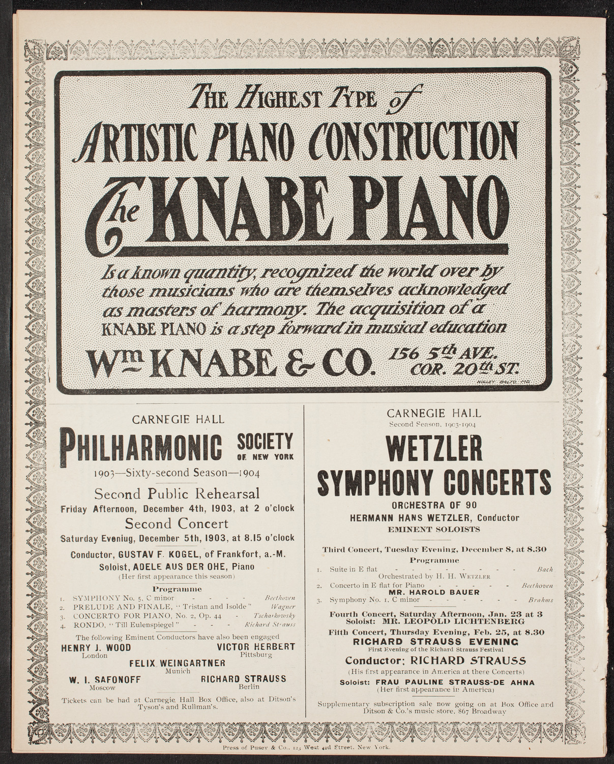 New York Symphony Orchestra, November 22, 1903, program page 12