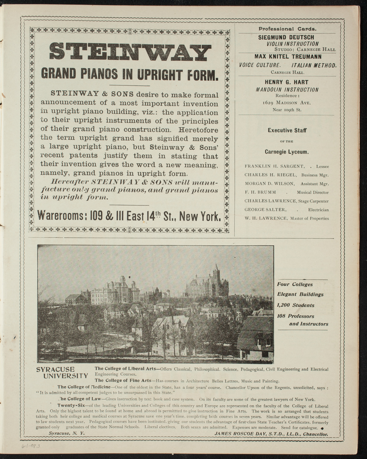 Vaudeville Concert, June 1, 1898, program page 5