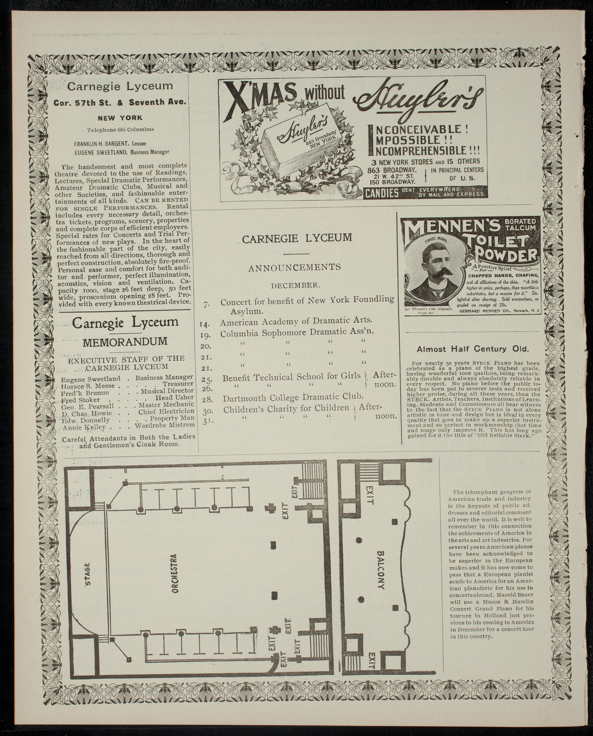 Garrick Dramatic Club, December 6, 1901, program page 4