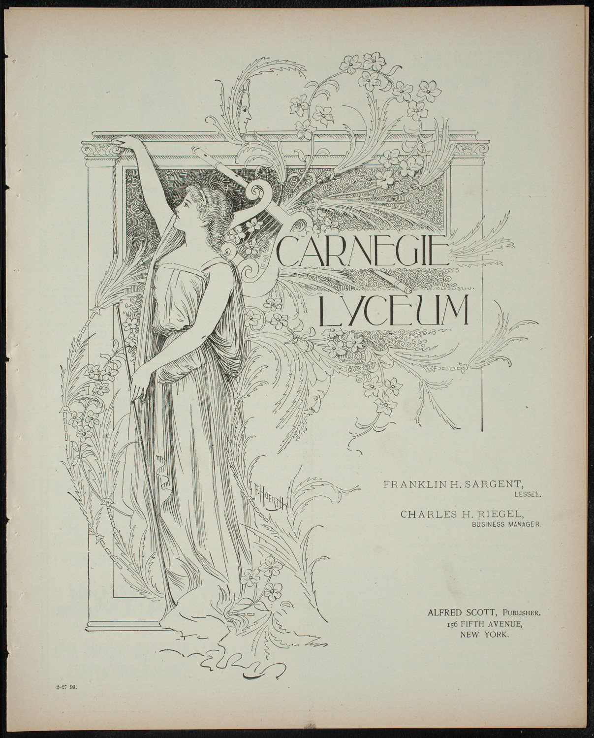 Columbia University Musical Society, February 27, 1899, program page 1