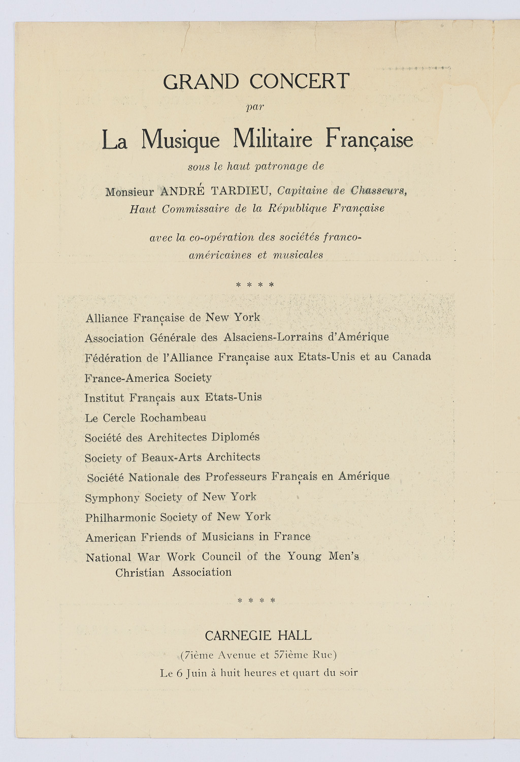 Musique Militaire Française, June 6, 1918