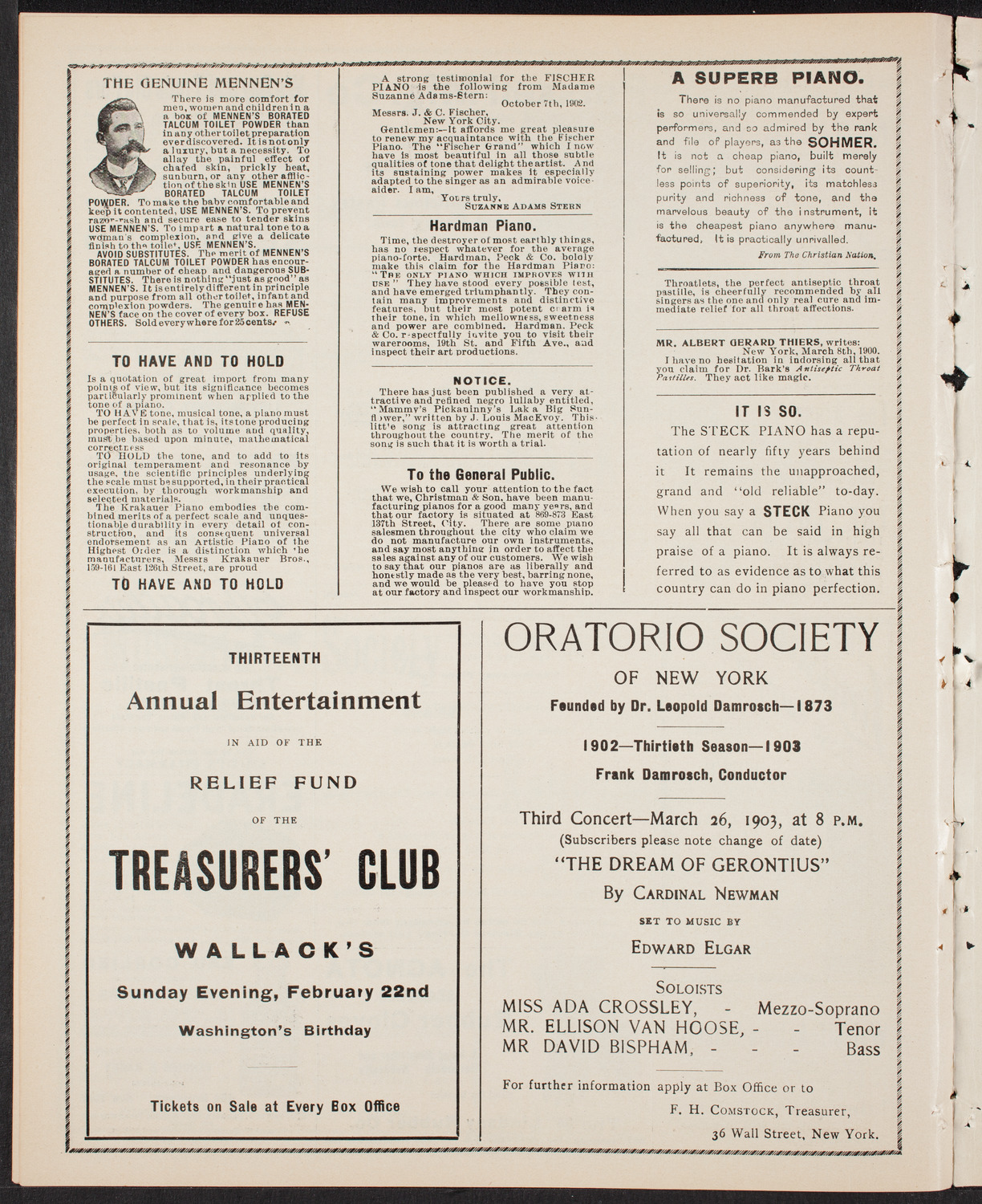 Meeting: YMCA/ Mass Meeting for Men, February 15, 1903, program page 10