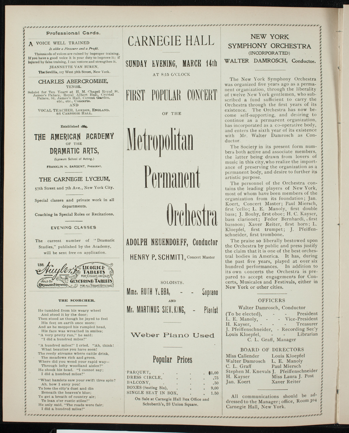 Victor Herbert and His 22nd Regiment Band, March 7, 1897, program page 2