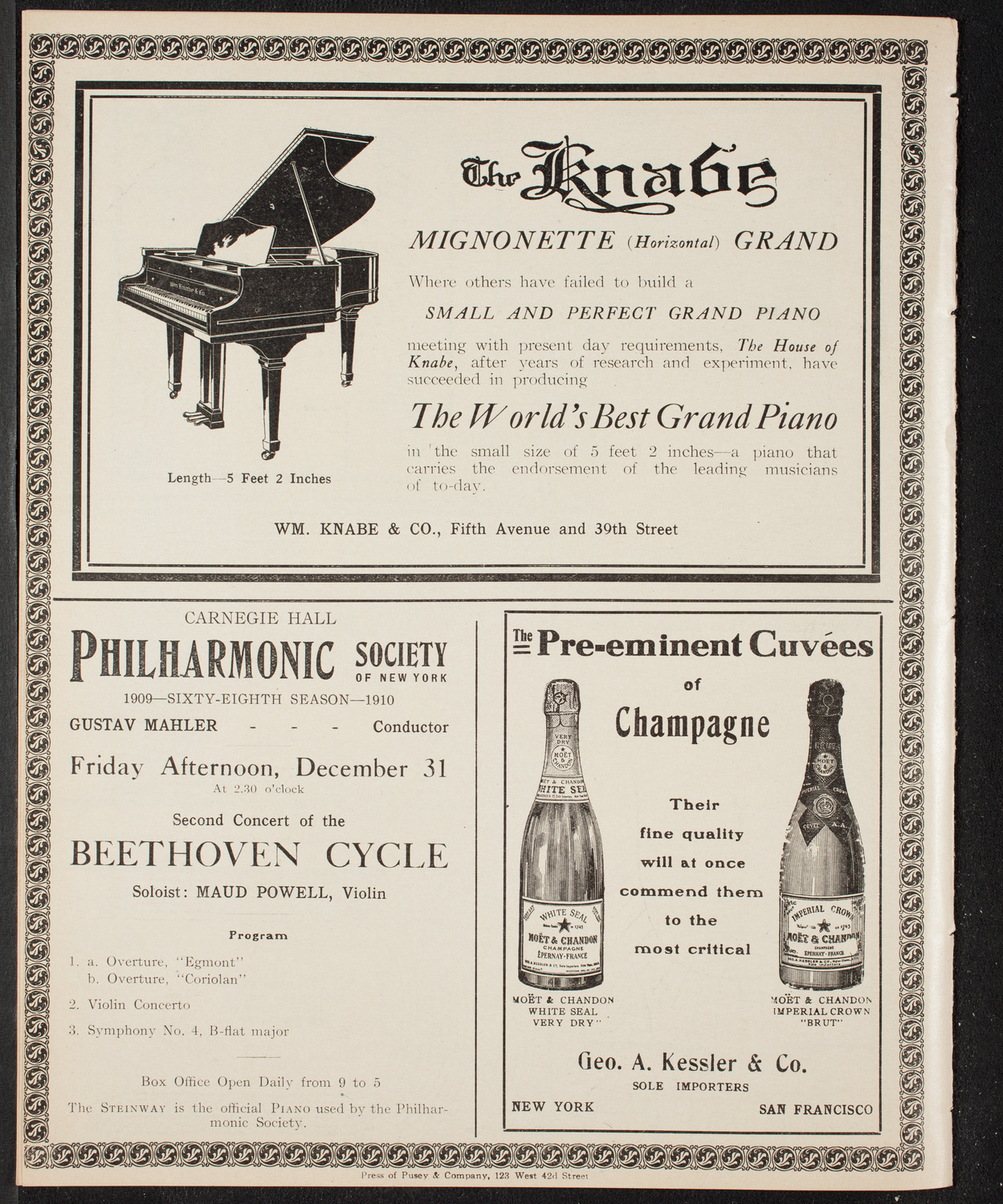 Oratorio Society of New York, December 30, 1909, program page 12