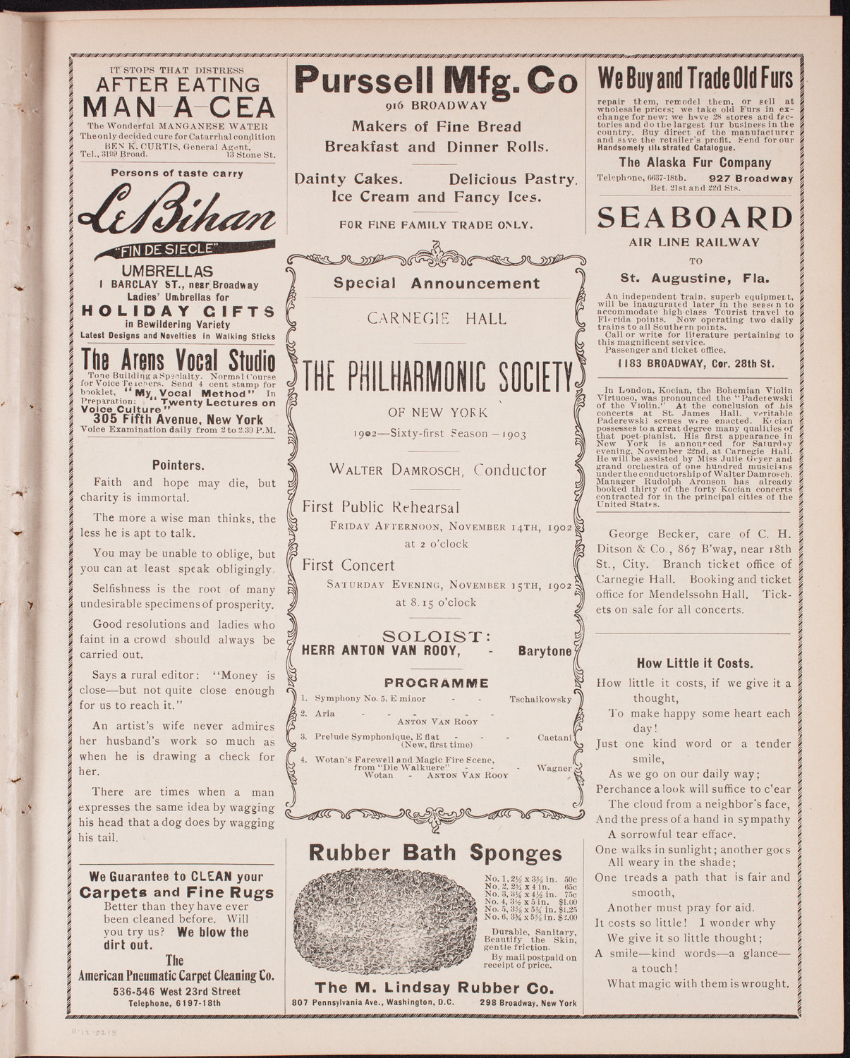 Marcella Sembrich, Soprano, November 12, 1902, program page 7