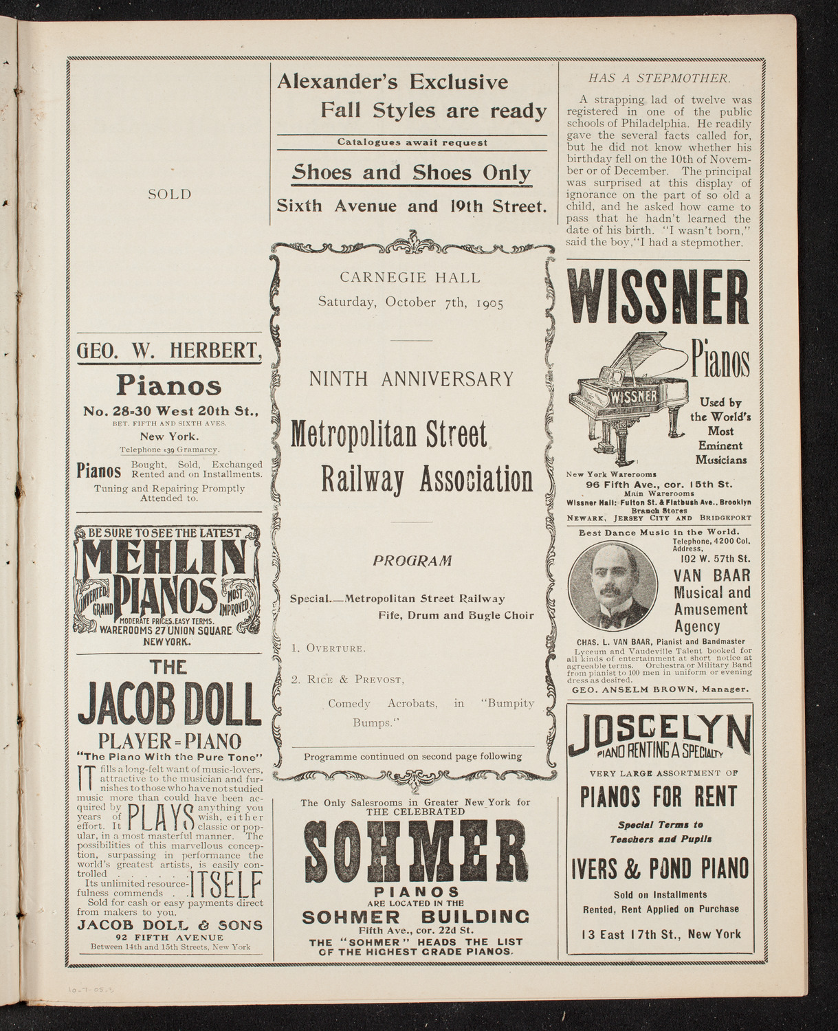 Metropolitan Street Railway Association Meeting and Vaudeville Program, October 7, 1905, program page 5