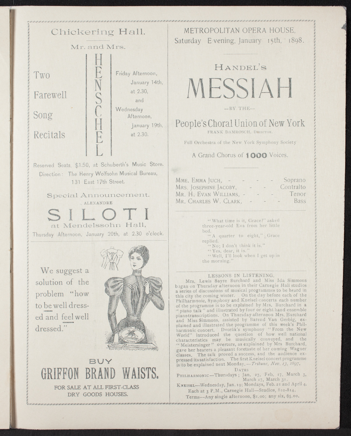 New York Philharmonic, January 7, 1898, program page 7