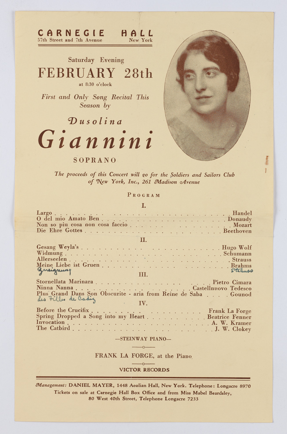 Dusolina Giannini, February 28, 1925