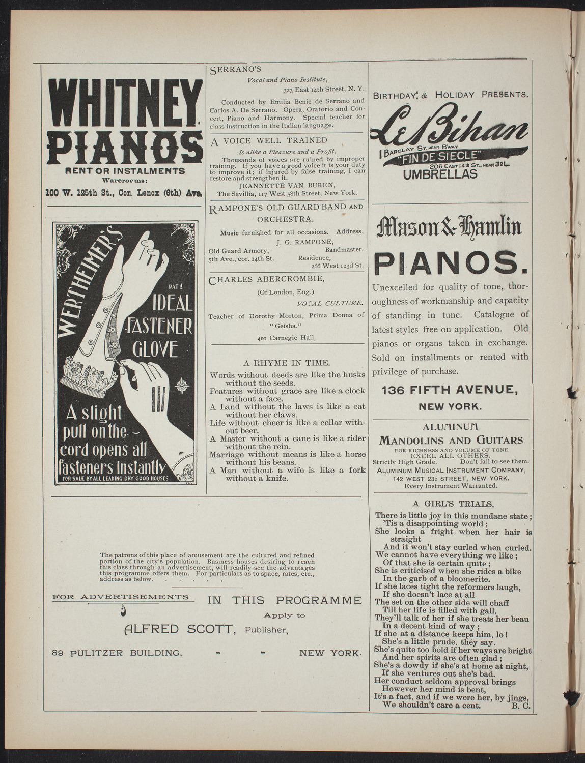 Musical and Dramatic Performance, February 5, 1897, program page 2