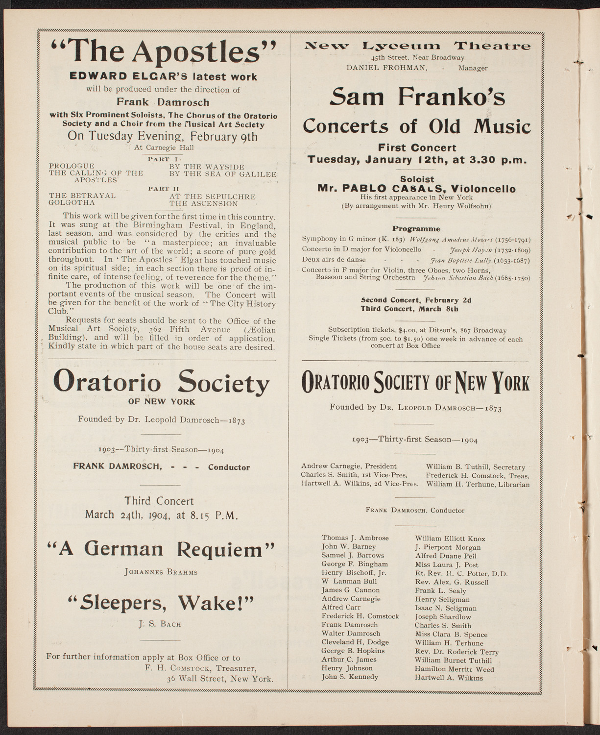 Oratorio Society of New York, December 30, 1903, program page 9