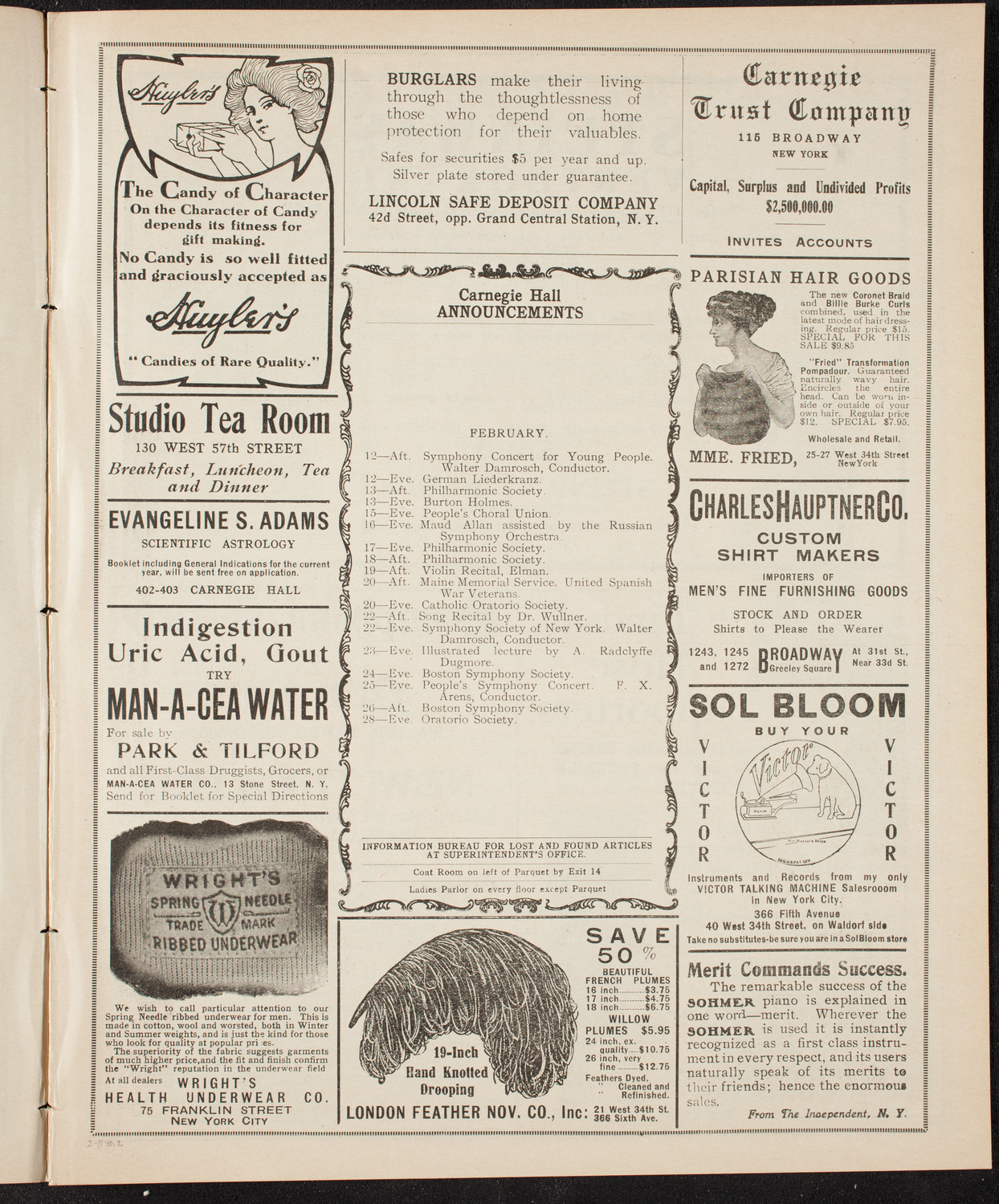 Benefit: Caledonian Hospital Society, February 11, 1910, program page 3