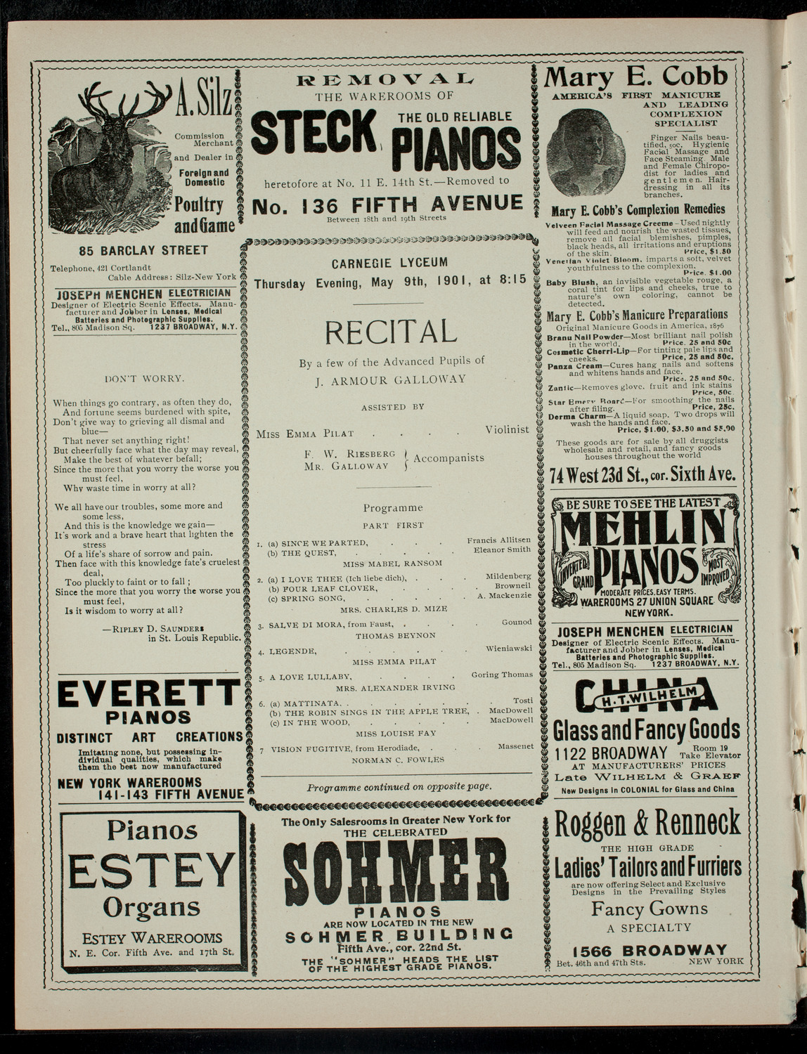Recital by Advanced Pupils of J. Armour Galloway, May 9, 1901, program page 2