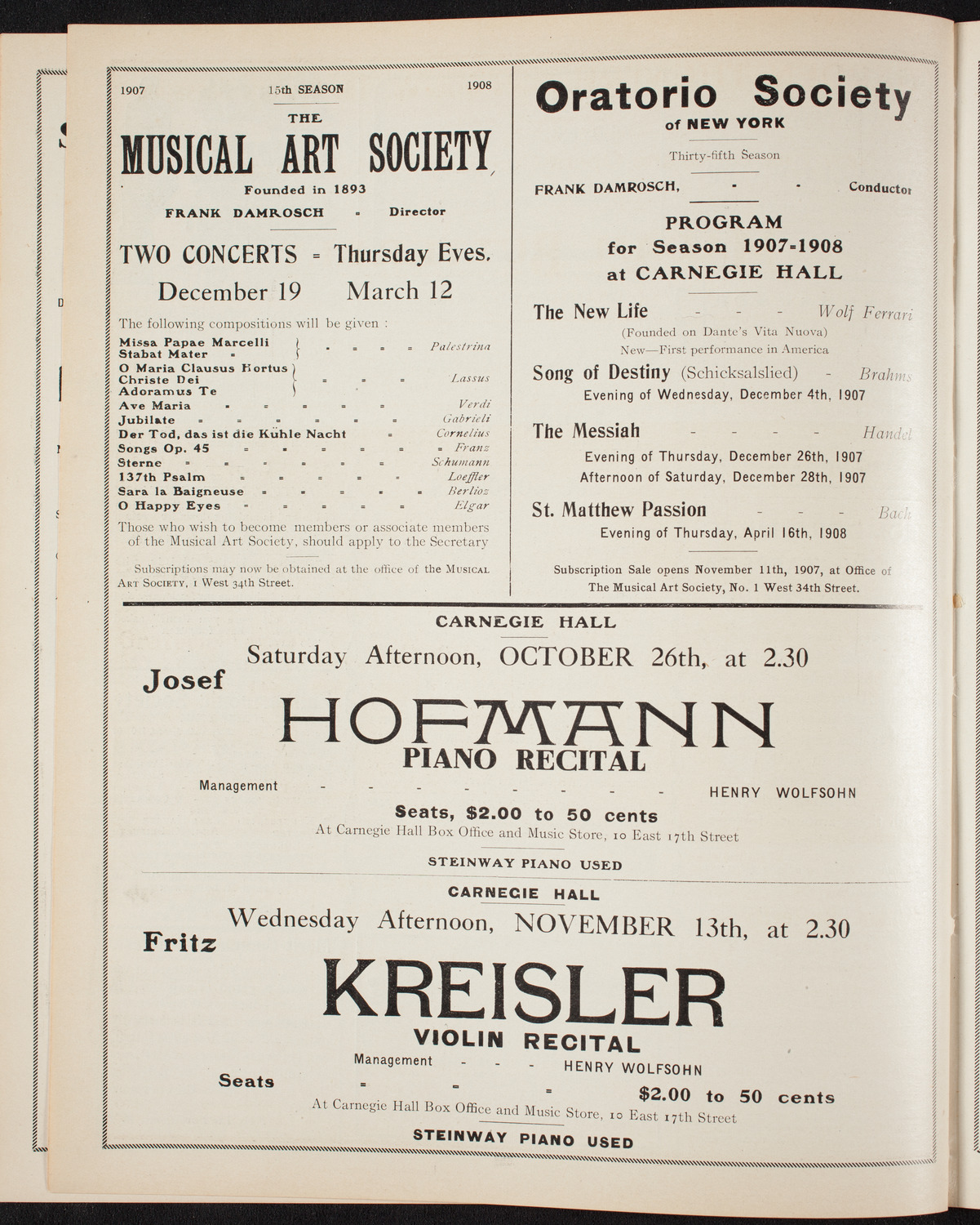 David Bispham, Baritone, October 13, 1907, program page 10