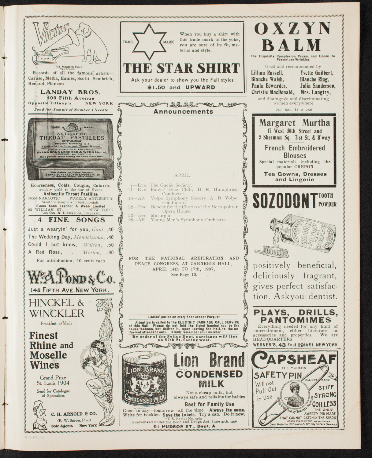 New York Festival Chorus and Orchestra, April 7, 1907, program page 3