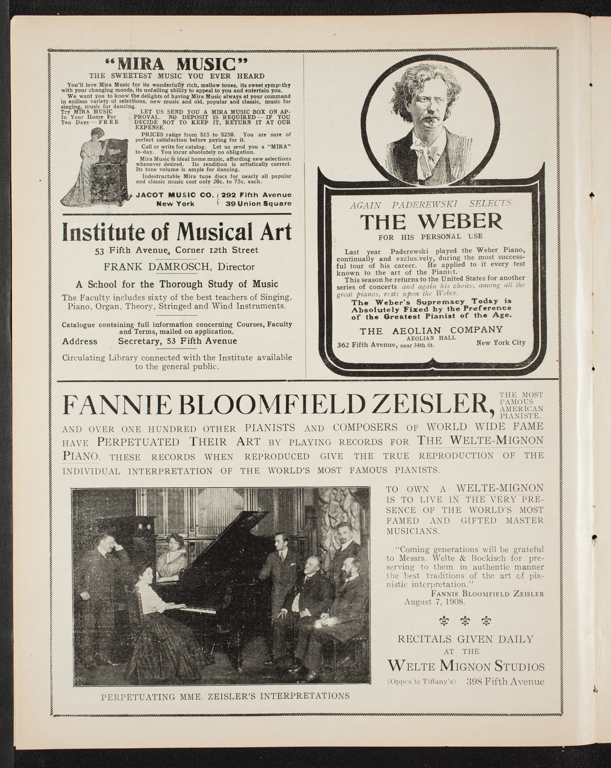 Cécile Chaminade, Composer and Pianist, December 15, 1908, program page 6