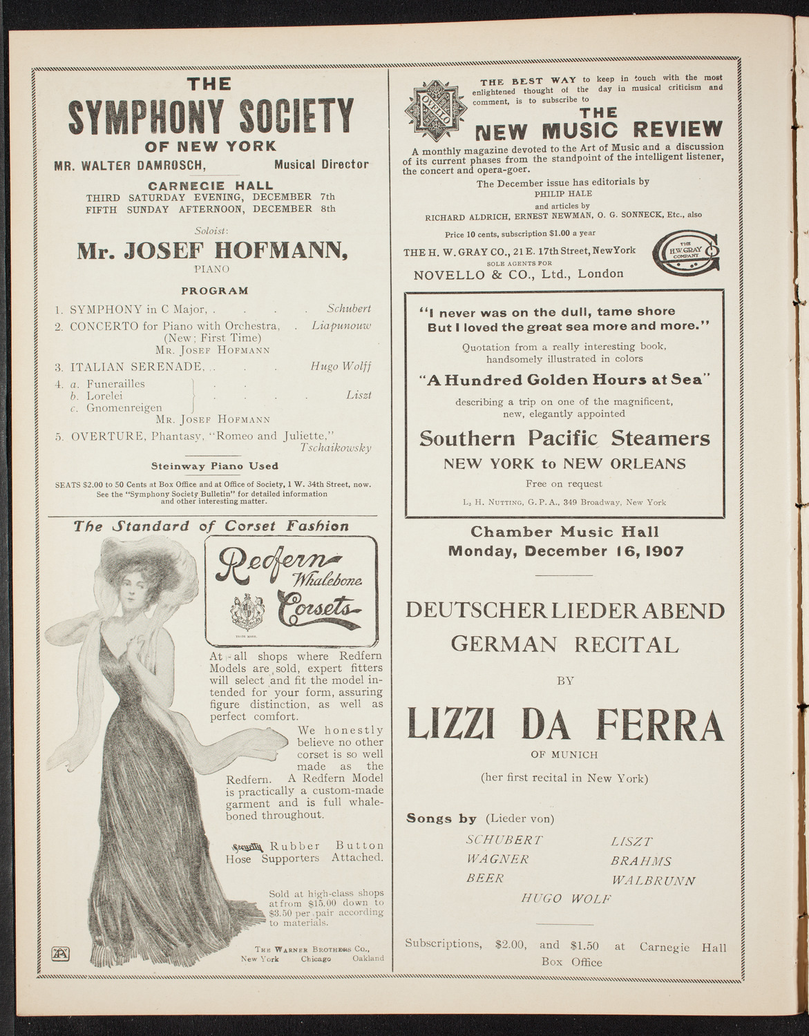 New York Symphony Orchestra, December 1, 1907, program page 2