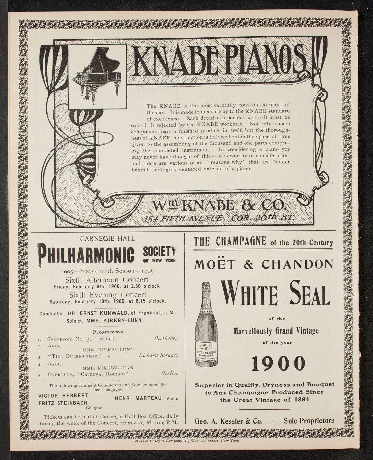 Raoul Pugno, Joseph Hollman and Marie Hall, January 21, 1906, program page 12