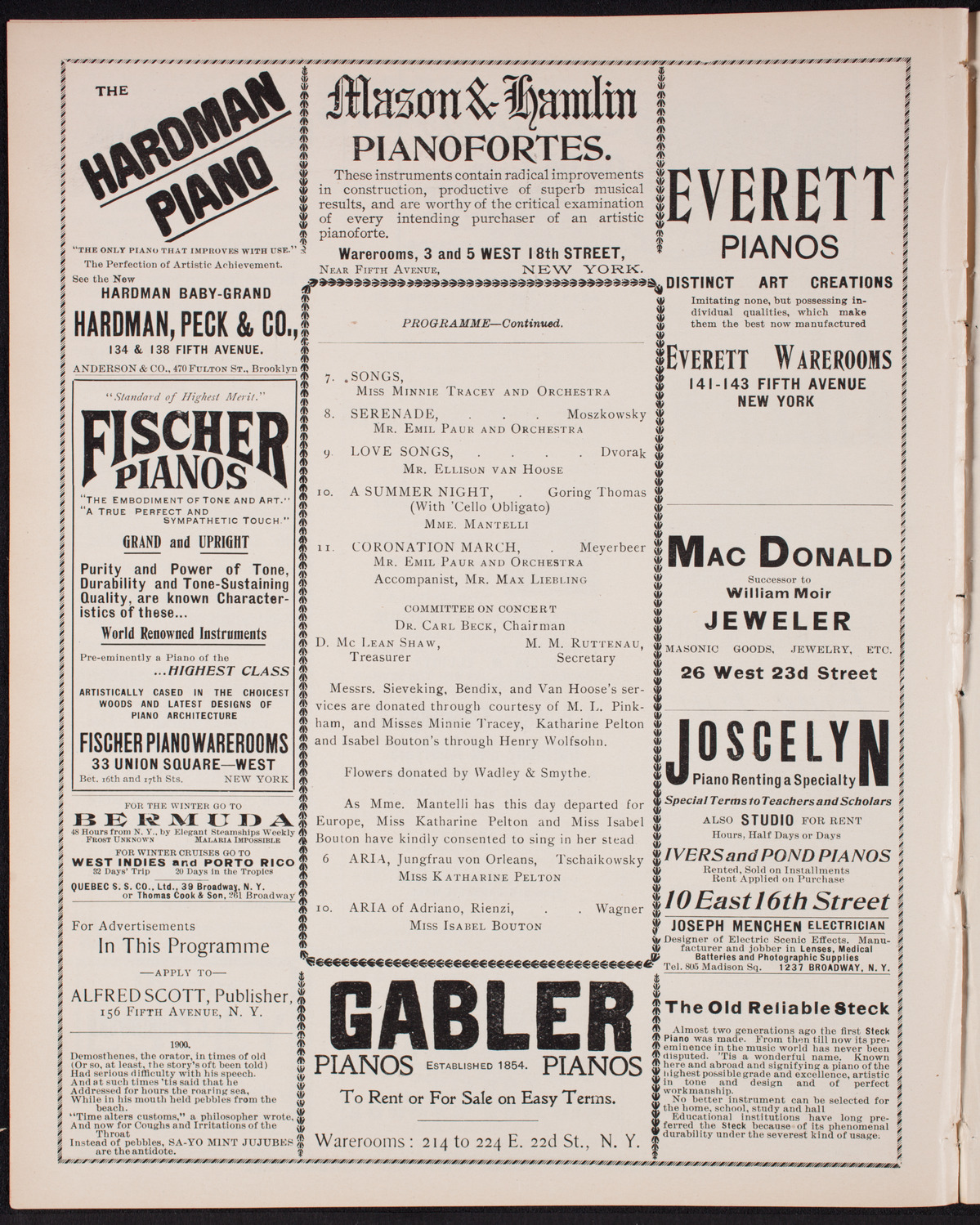 Benefit: St. Mark's Hospital, December 1, 1900, program page 6