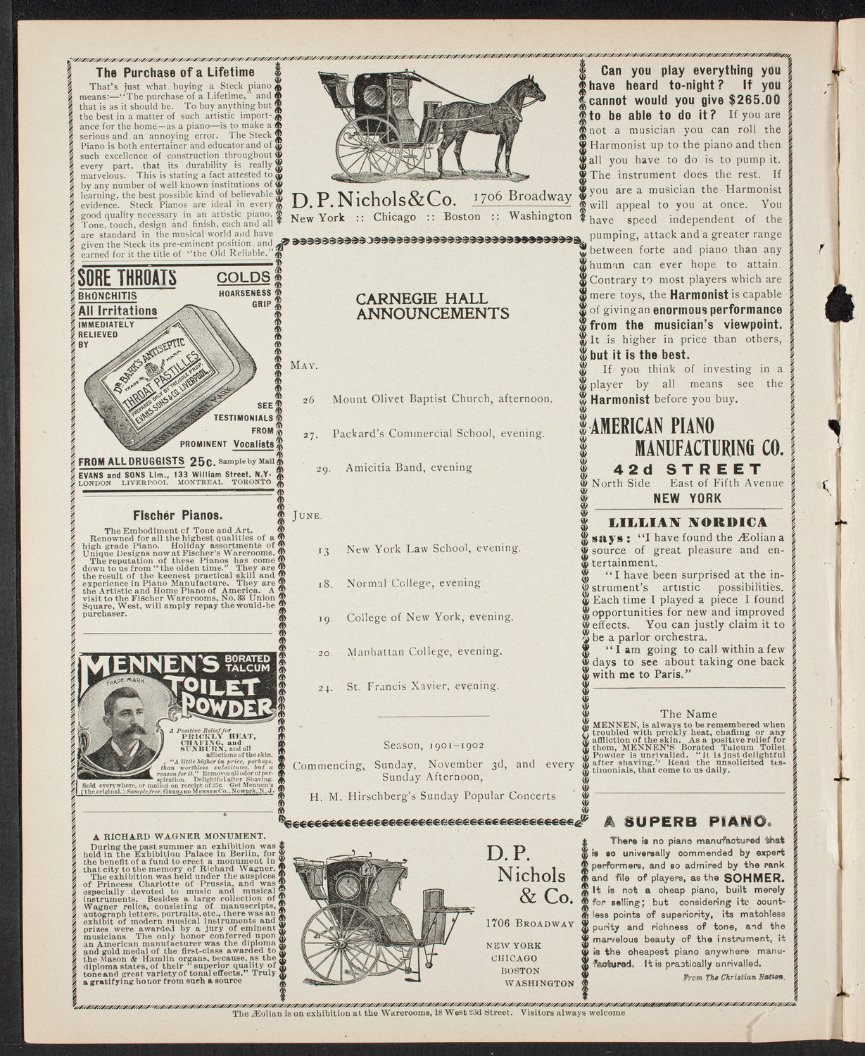 Meeting: YMCA/ New York Festival Chorus, May 19, 1901, program page 2