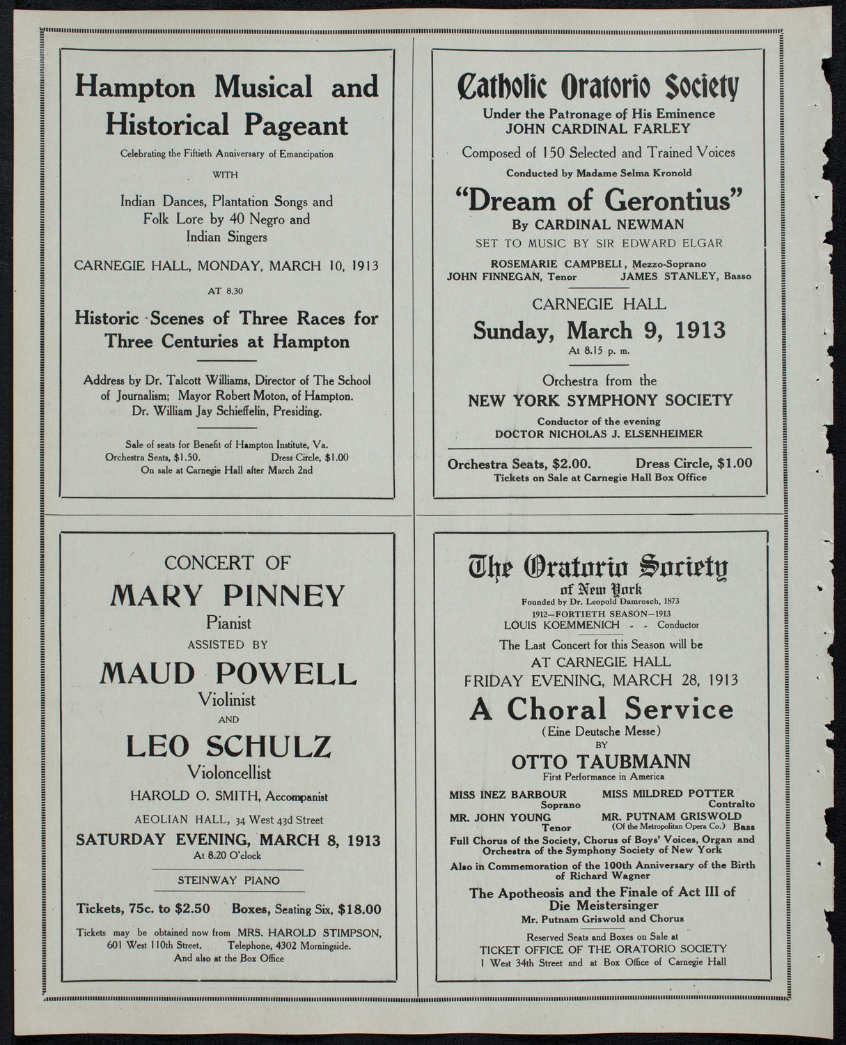 New York Philharmonic, March 7, 1913, program page 10