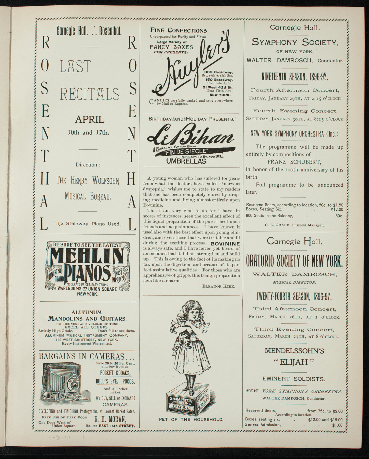 New York Philharmonic, January 8, 1897, program page 7