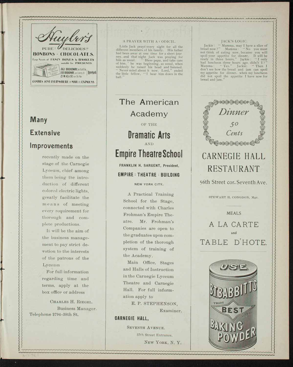 Harlem Wheelmen Minstrel Performance, March 12, 1898, program page 7