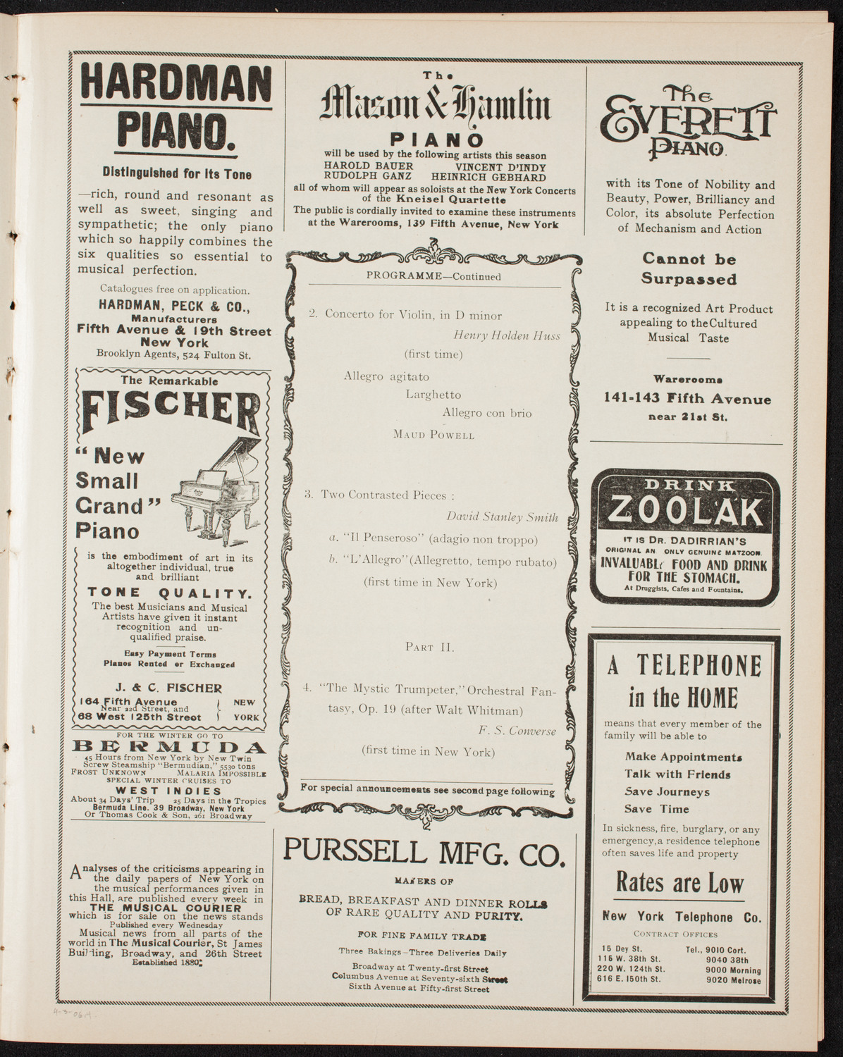 New Music Society of America, April 2, 1906, program page 7