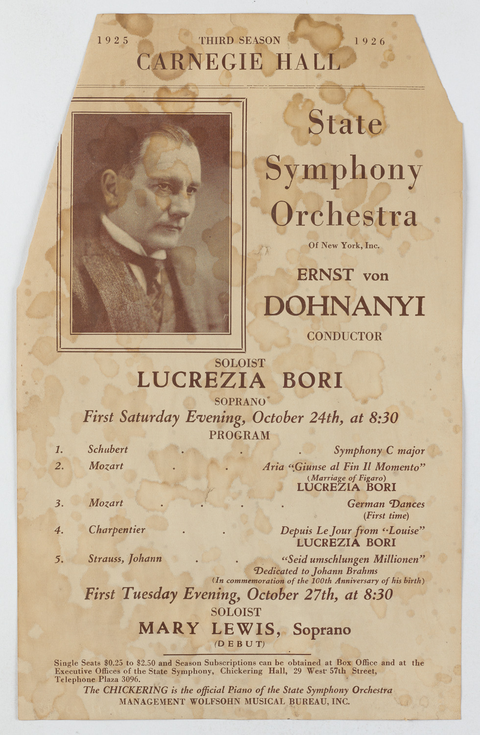 State Symphony Orchestra of New York, October 1925