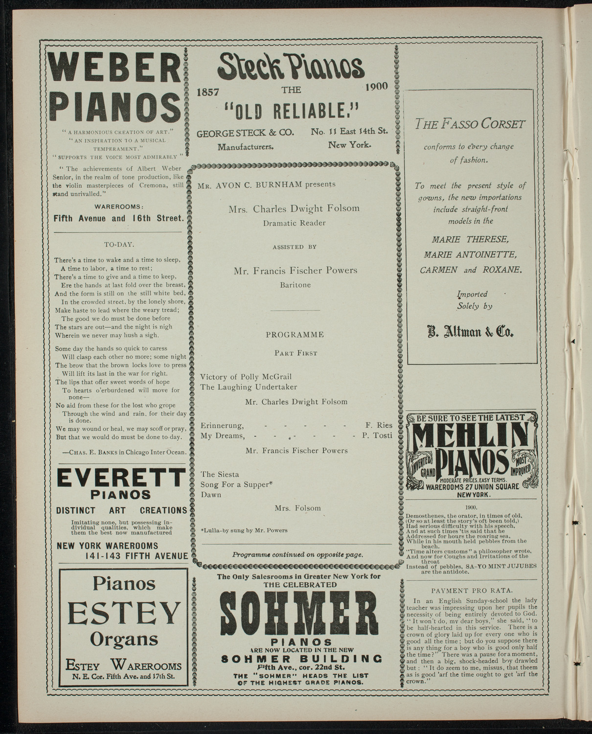 Mrs. Charles Dwight Folsom assisted by Mr. Francis Fischer Powers, April 30, 1900, program page 2