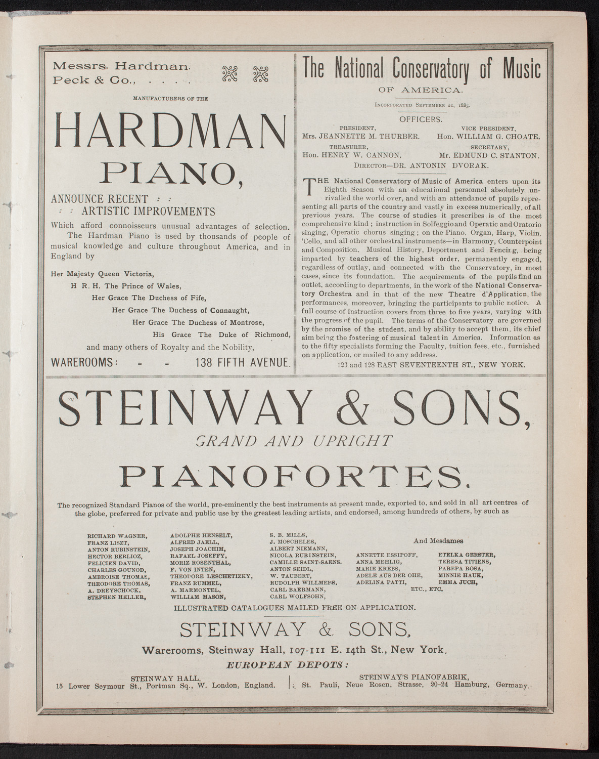 Damrosch Sunday Concert, January 1, 1893, program page 5
