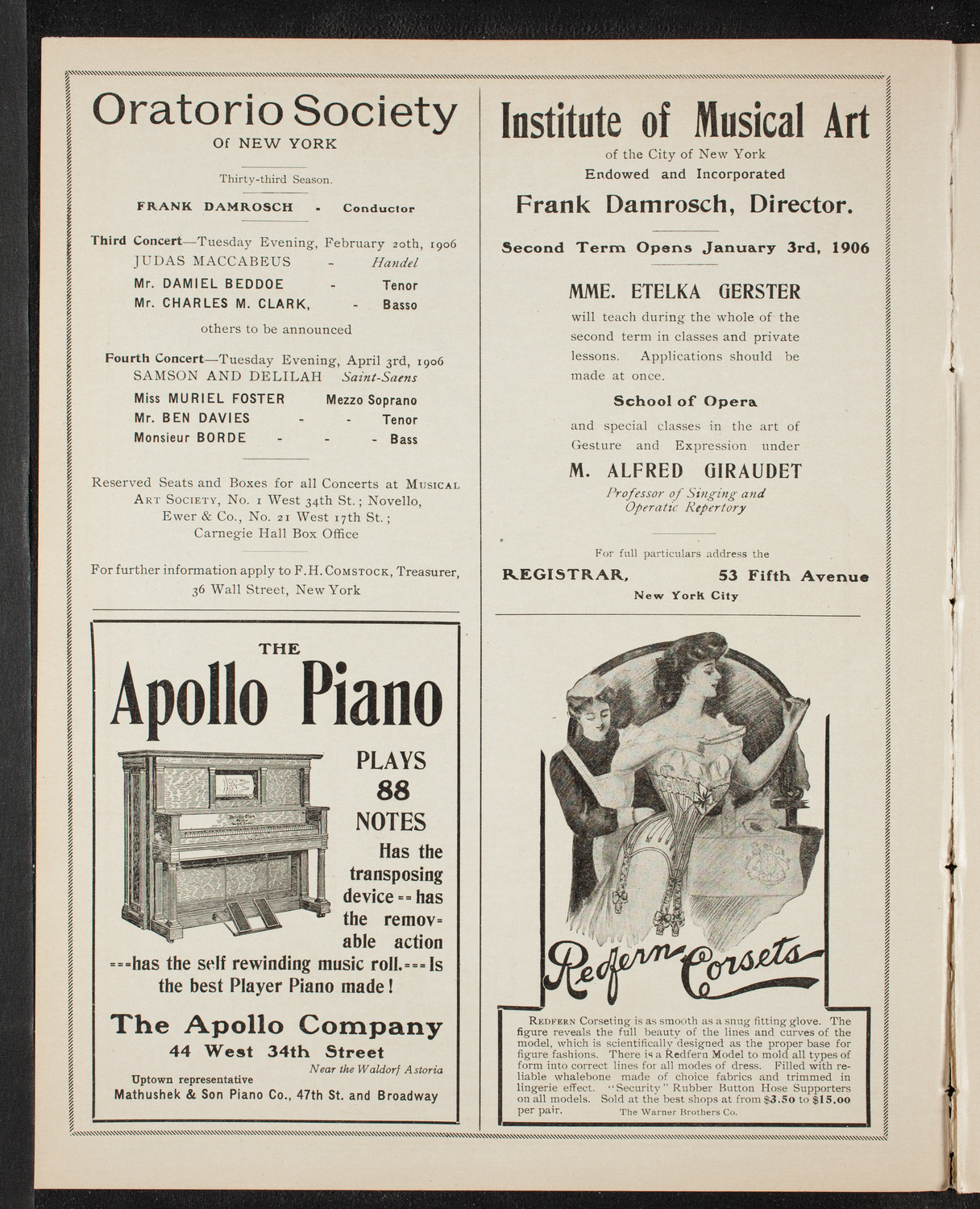 New York Symphony Orchestra, January 9, 1906, program page 2
