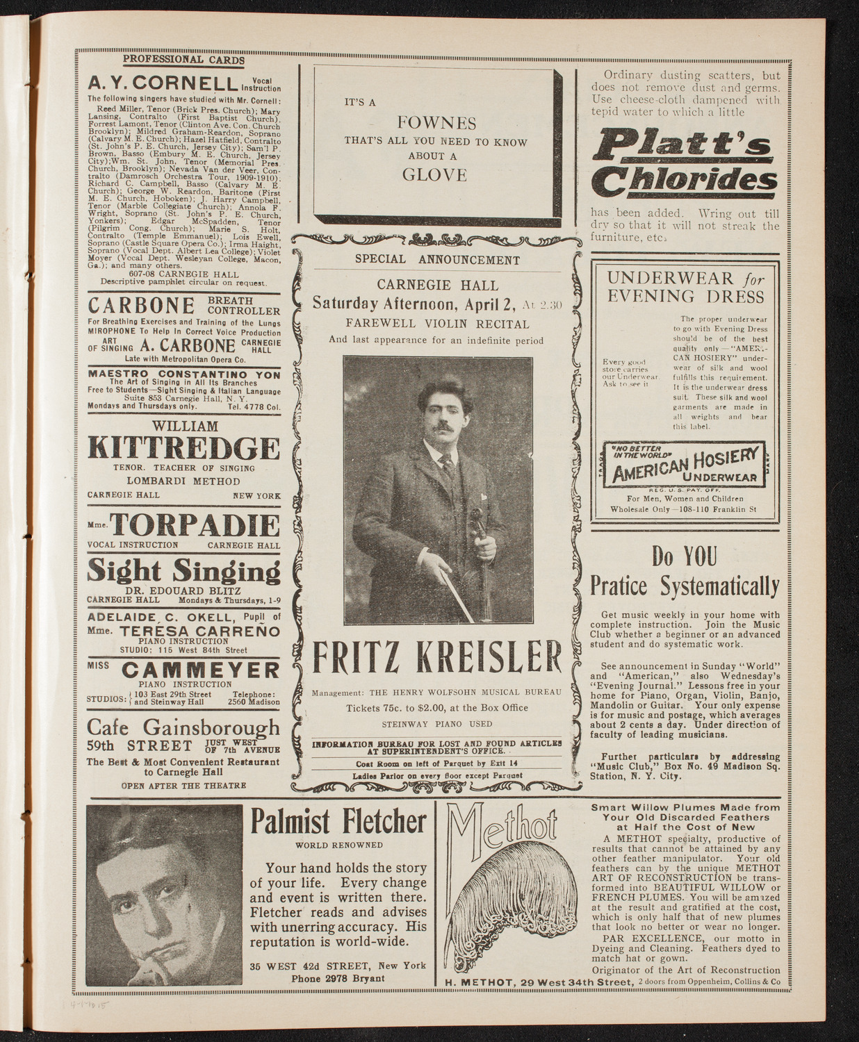 New York Philharmonic, April 1, 1910, program page 9