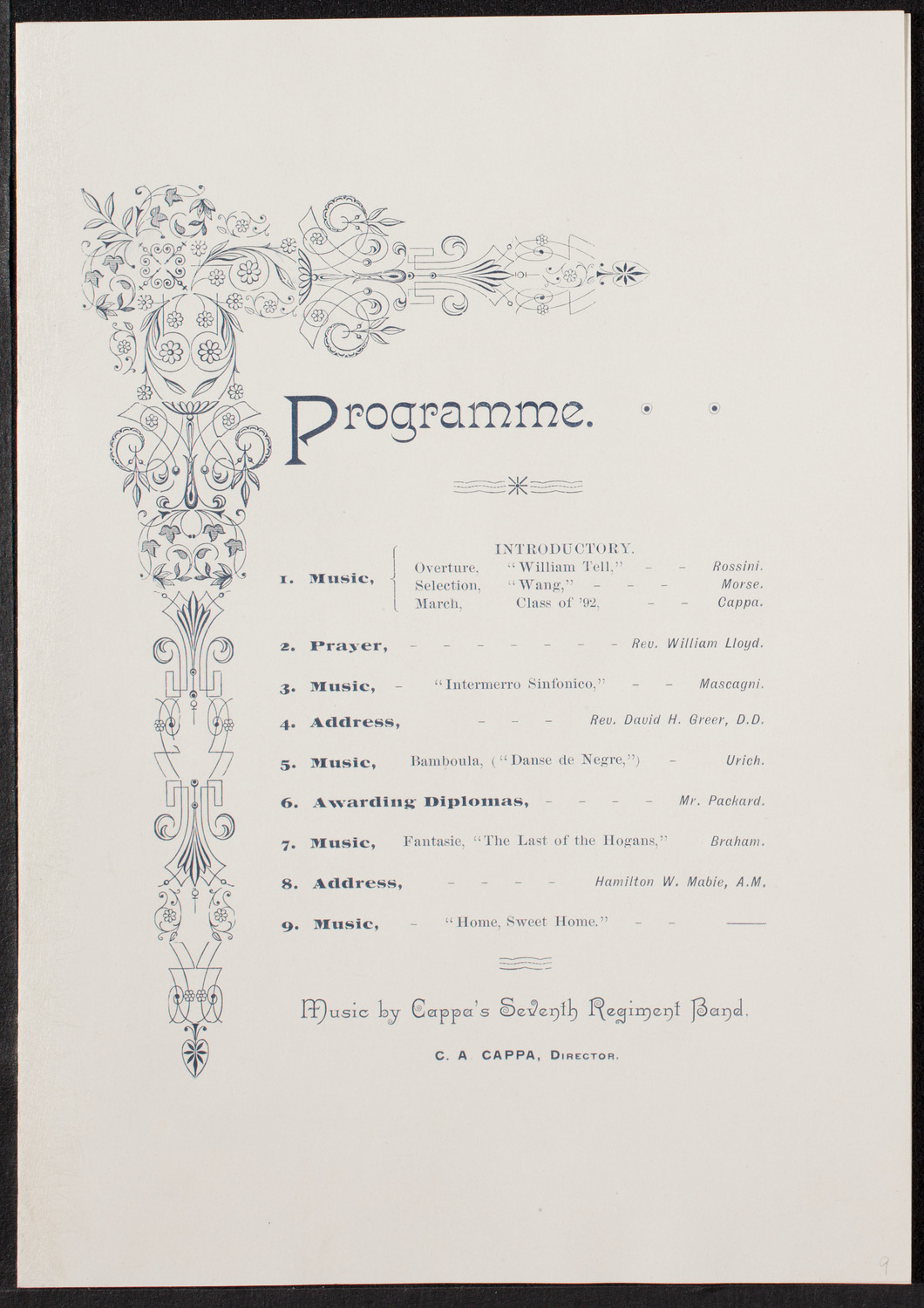 Graduation: Packard Commercial School, May 12, 1892, program page 1