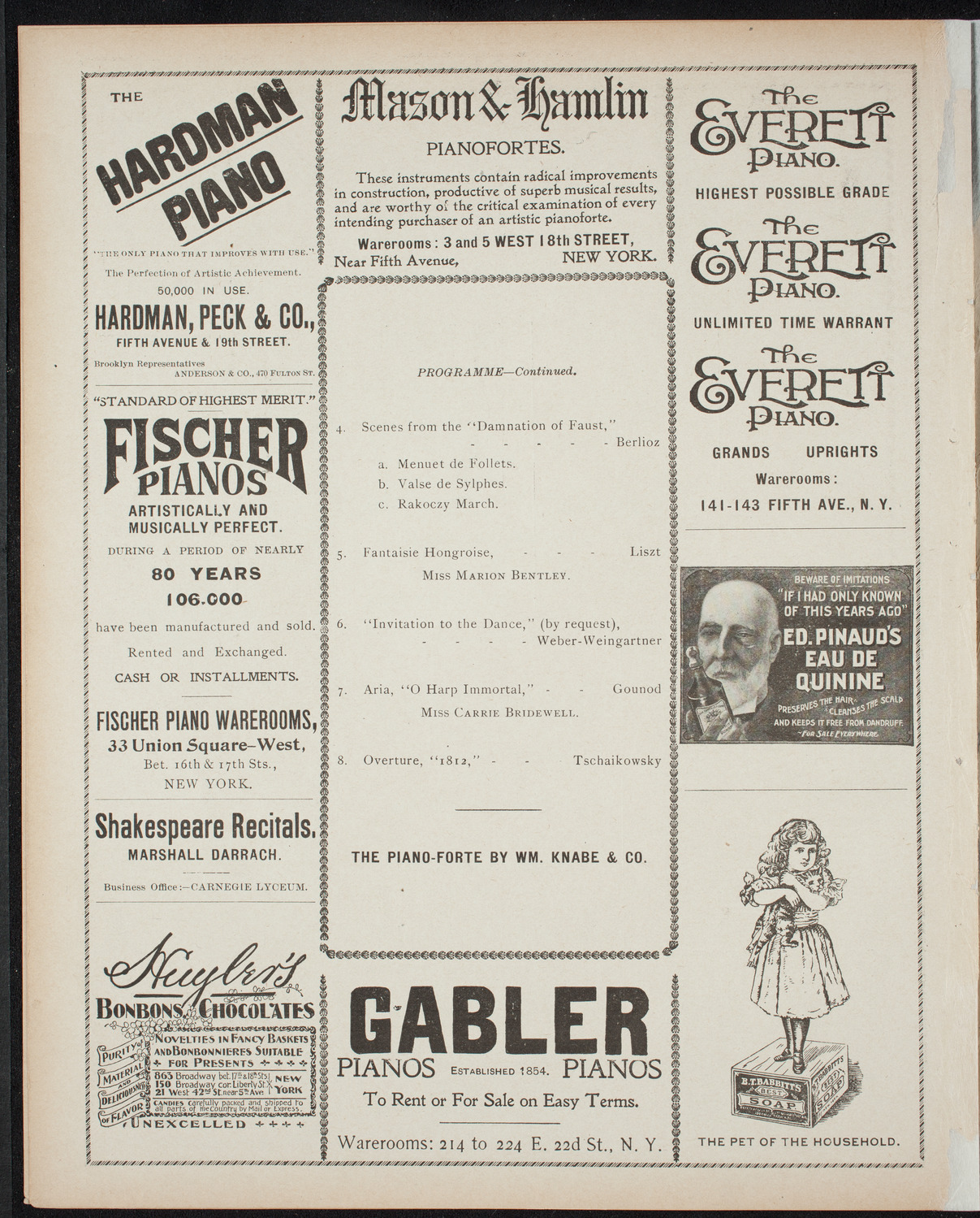 Paur Symphony Orchestra - Sunday Night Popular Concert, December 11, 1898, program page 6