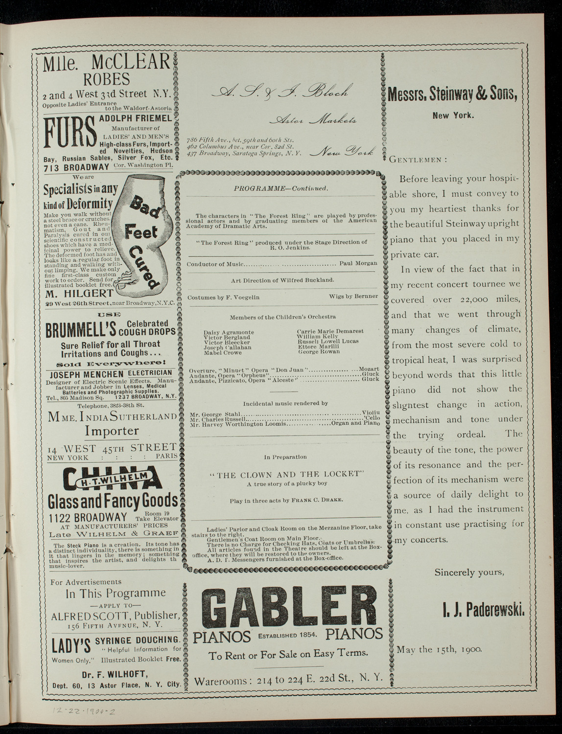 The Children's Theatre, December 22, 1900, program page 3