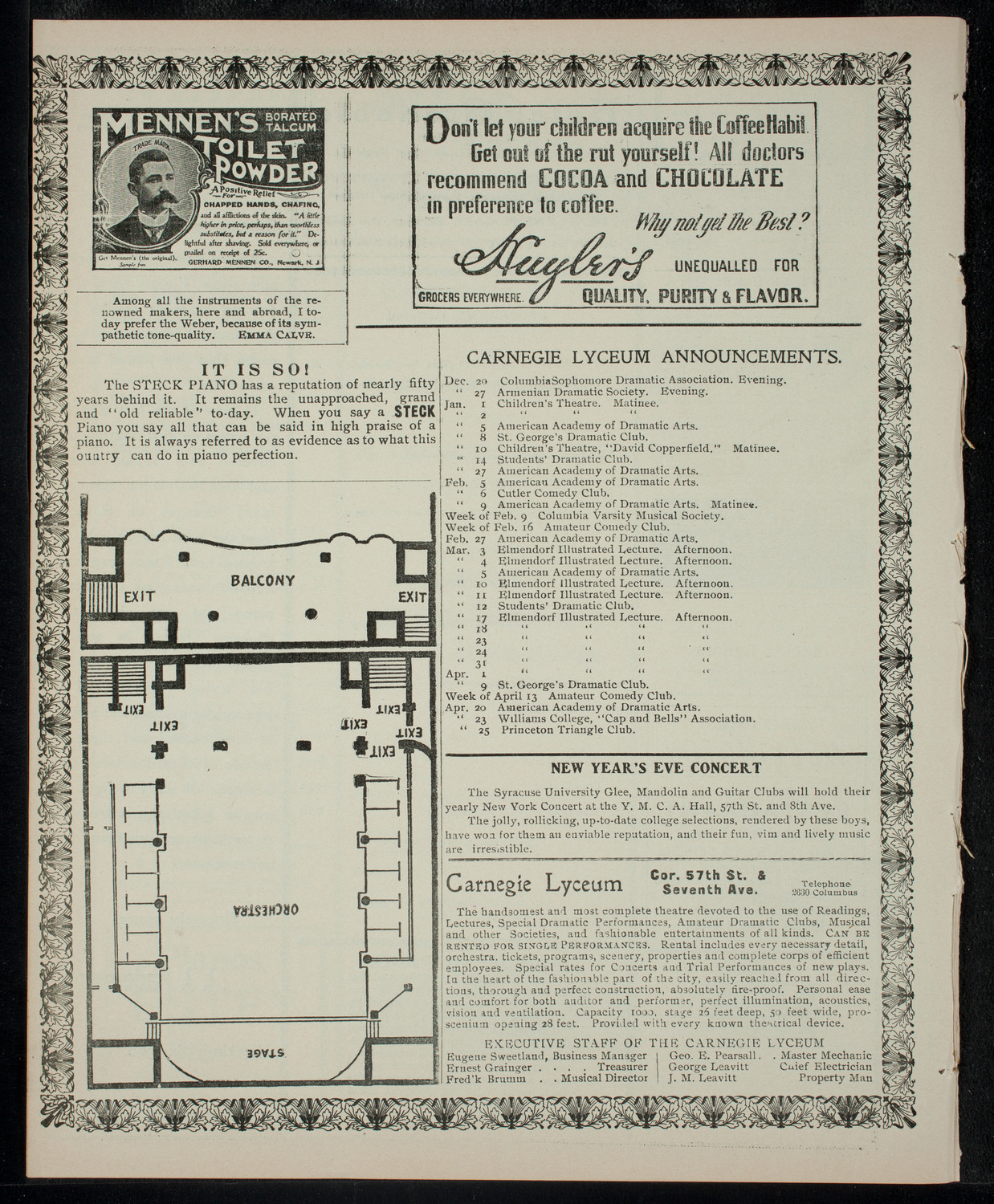 Columbia University Sophomore Dramatic Association, December 20, 1902, program page 4