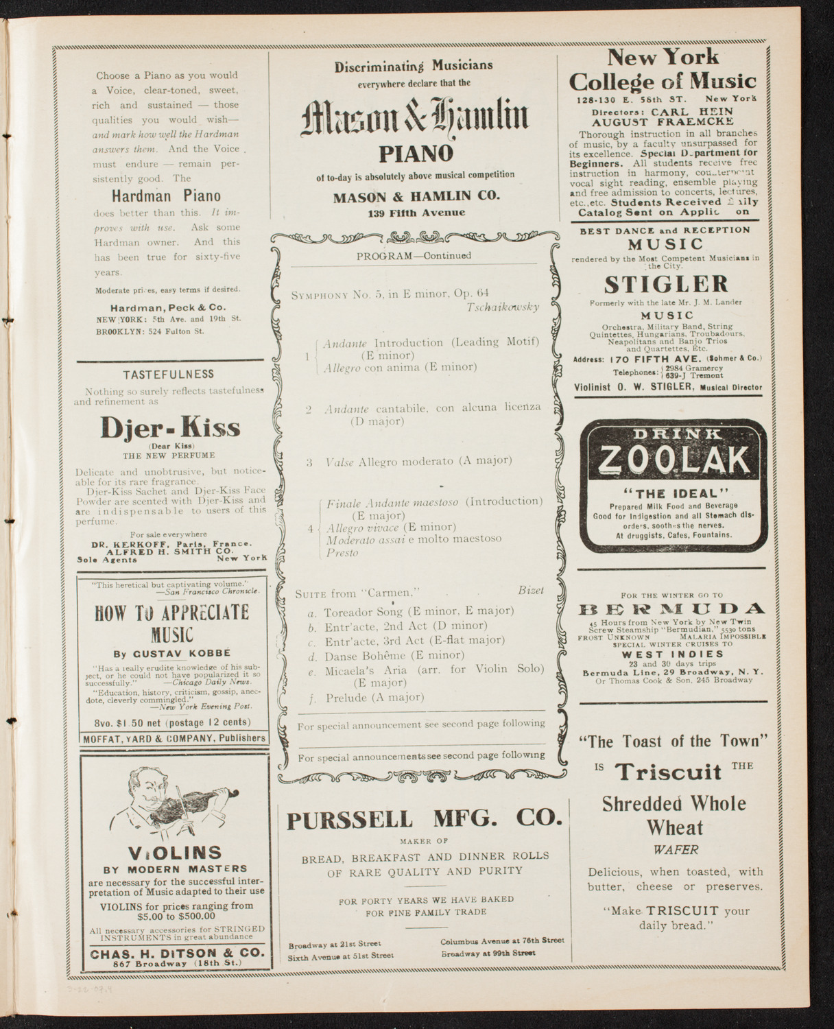 People's Symphony Concert, March 22, 1907, program page 7