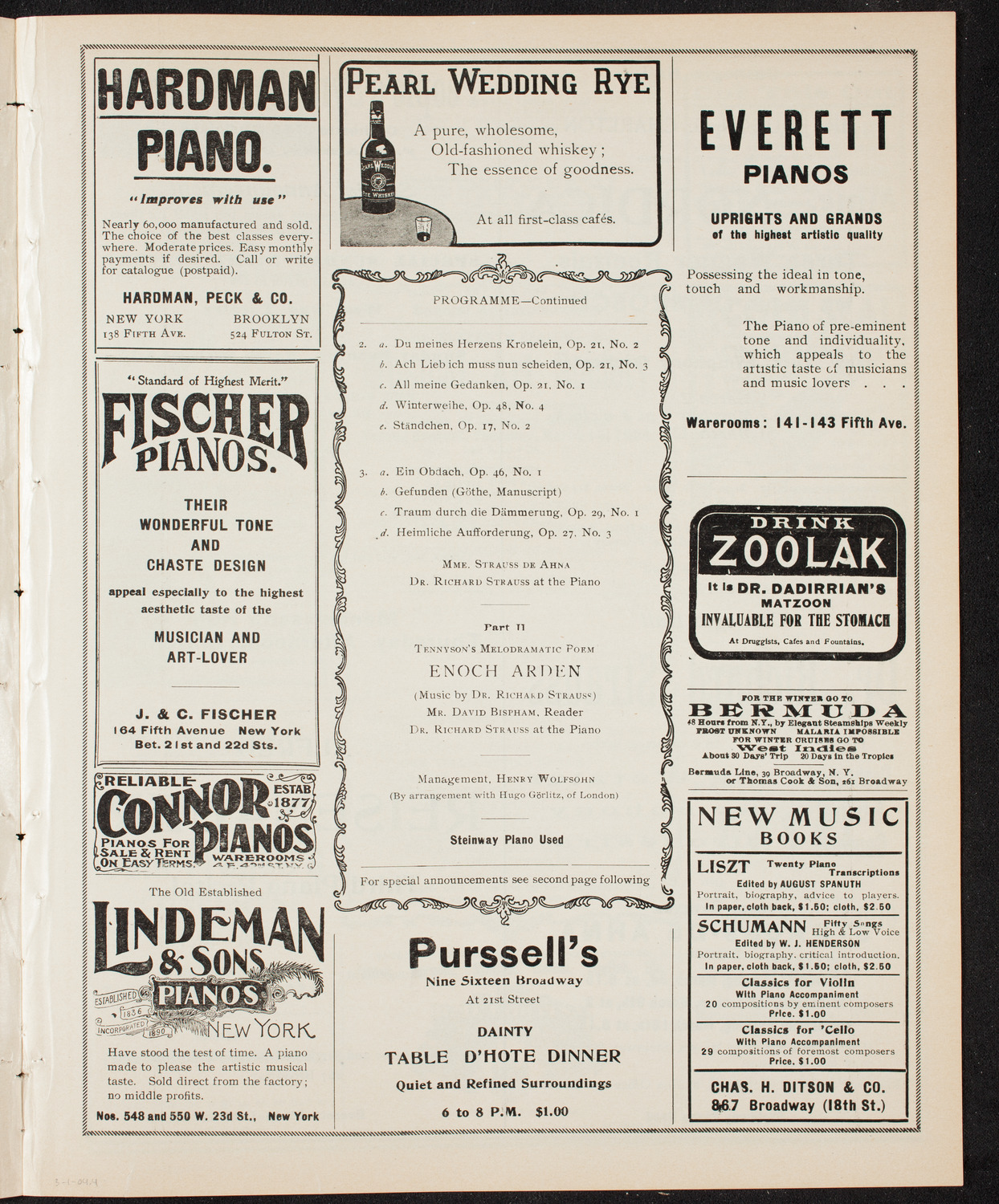 Richard Strauss with Pauline Strauss de Ahna and David Bispham, March 1, 1904, program page 7